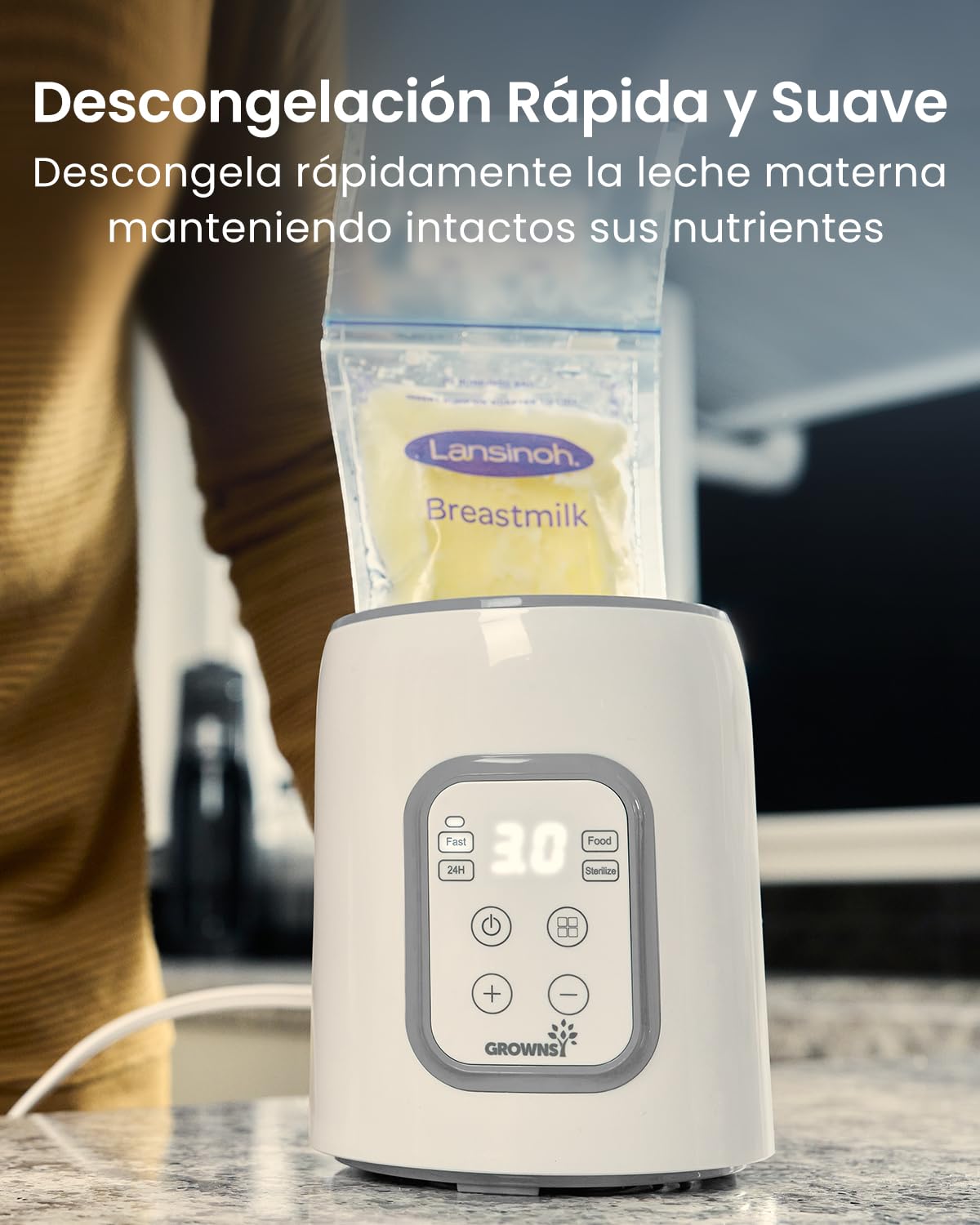 GROWNSY Calentador de biberones para biberones 8 en 1Fast Calentador de alimentos para bebés para mantener caliente la comida del bebé y descongelar, blanco