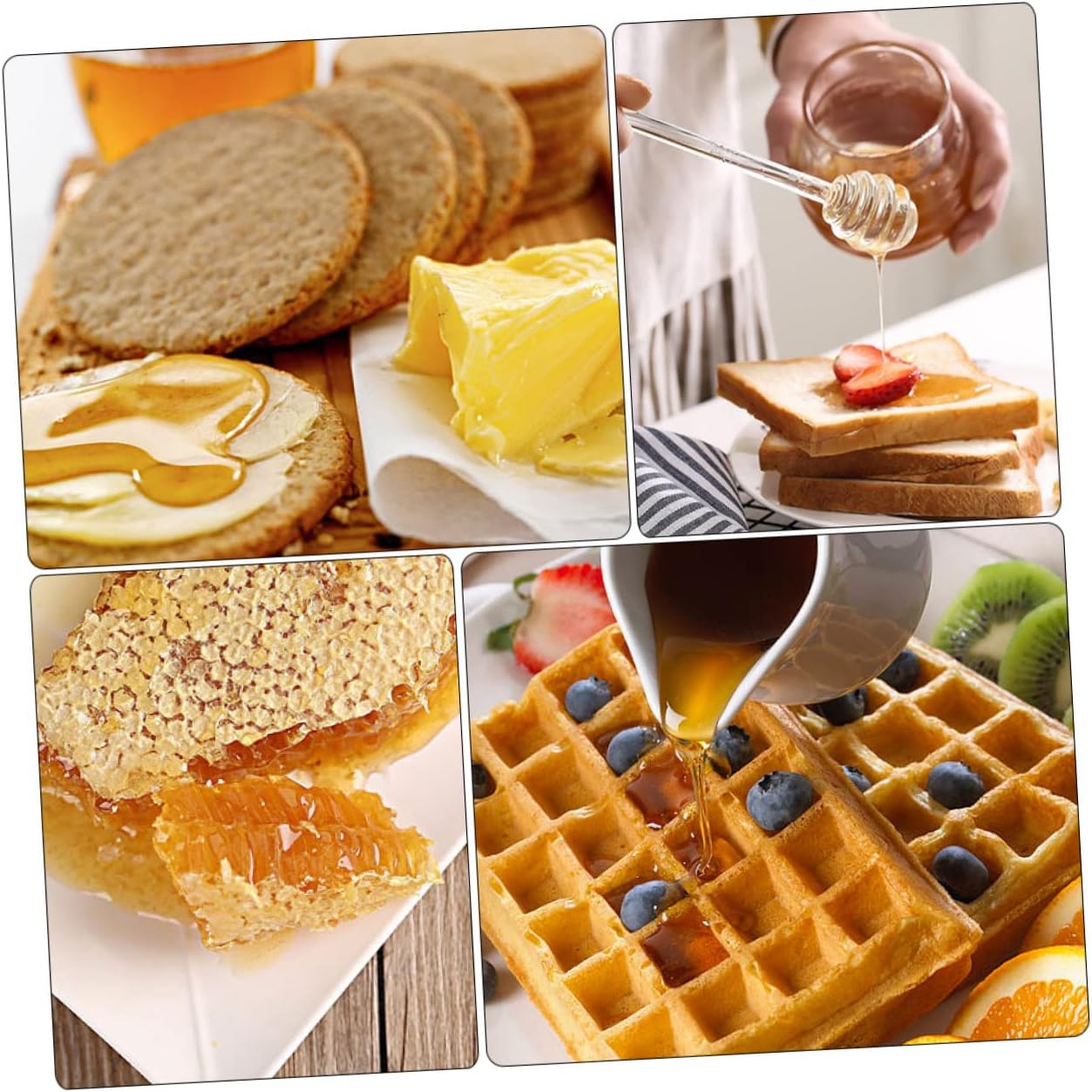 4pcs Honey Dippers Stirring Sticks Long Handle Non-slip Grip for Coffee Honey Sauce