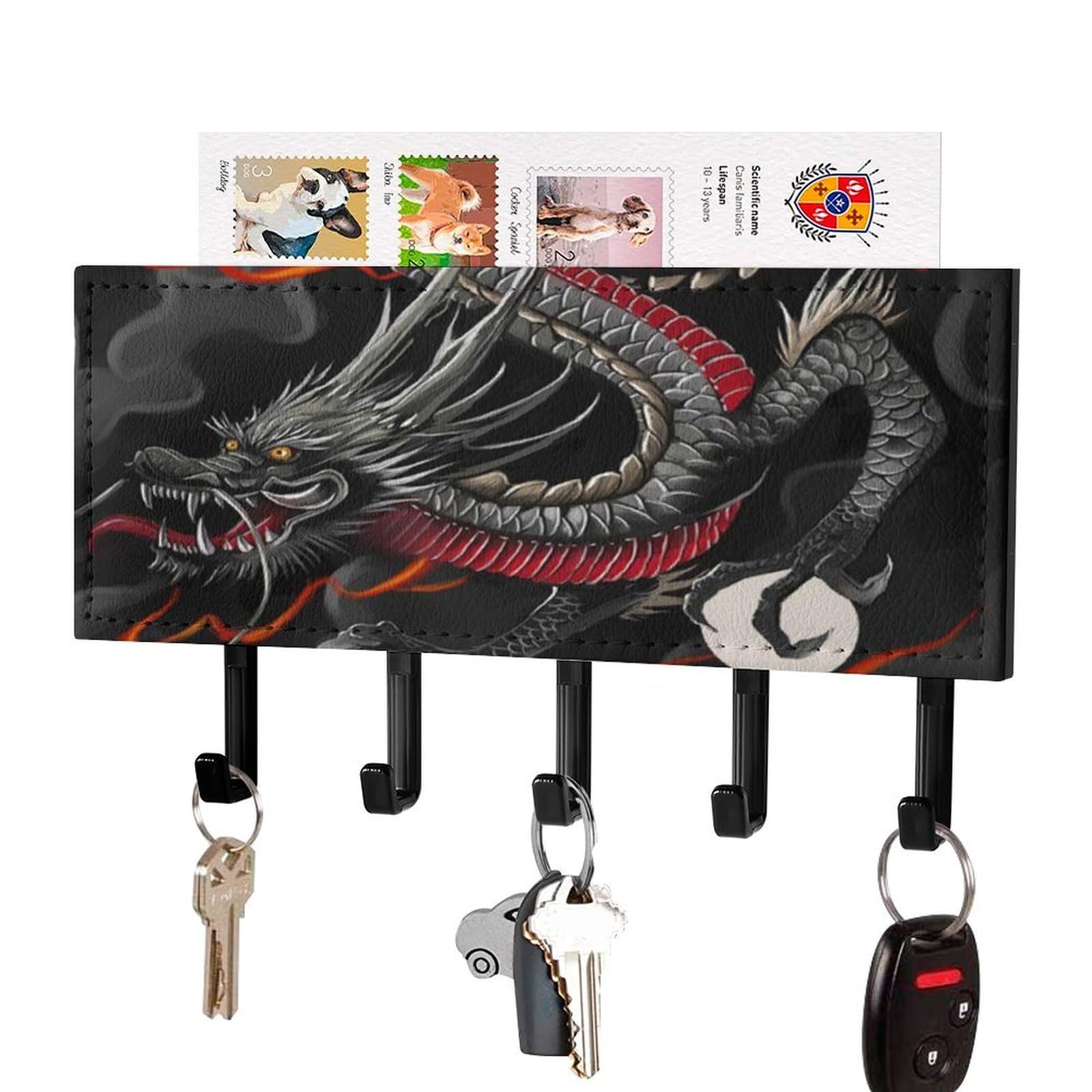 NCLQVJXZKHW Dragon Key Holder with 5 Hooks Key Hooks Wall Mounted Key Racks Key Hanger Organiser Shelf