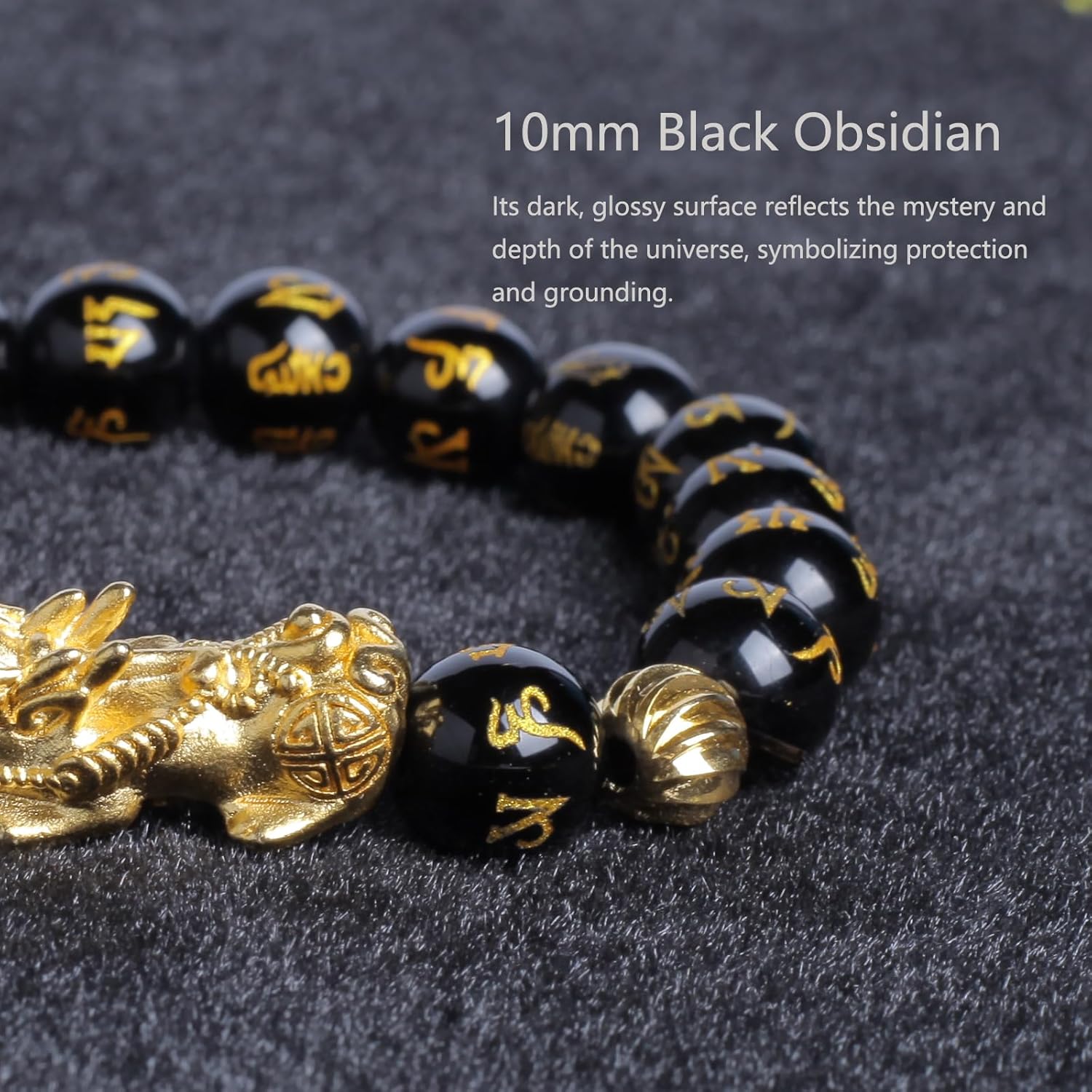 Feng Shui Black Obsidian Bracelet for Men and Real Jade Fengshui Bracelet for Women, Wealth Bracelet