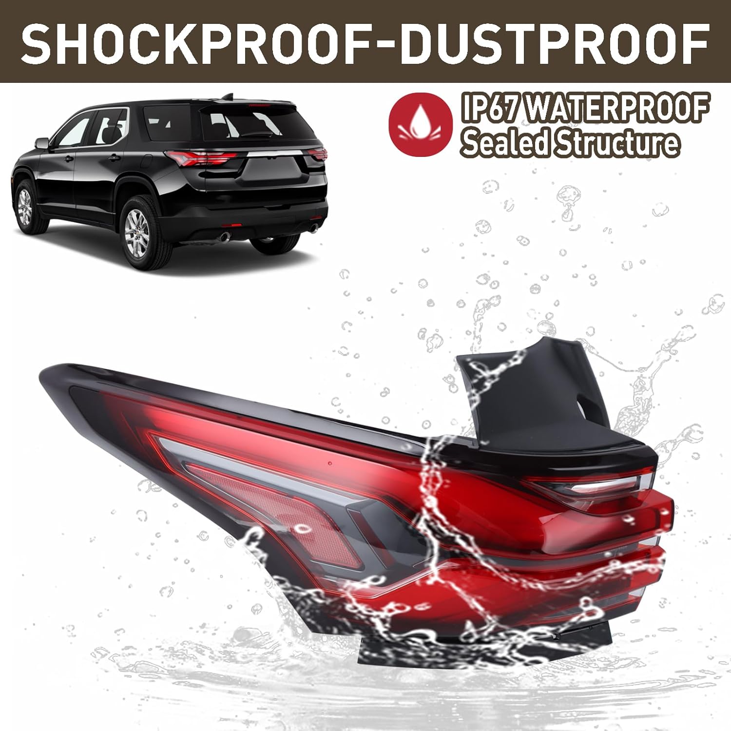 LED Outer Tail Light Rear Lamp Assembly Compatible with 2022-2024 Chvey Traverse Left Driver Side 85133095 86785340 GM2804151
