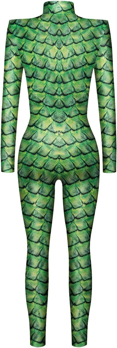 YESBOR Women's Skeleton Halloween Costume Cosplay Bodysuit 3D Sexy Catsuit Jumpsuit