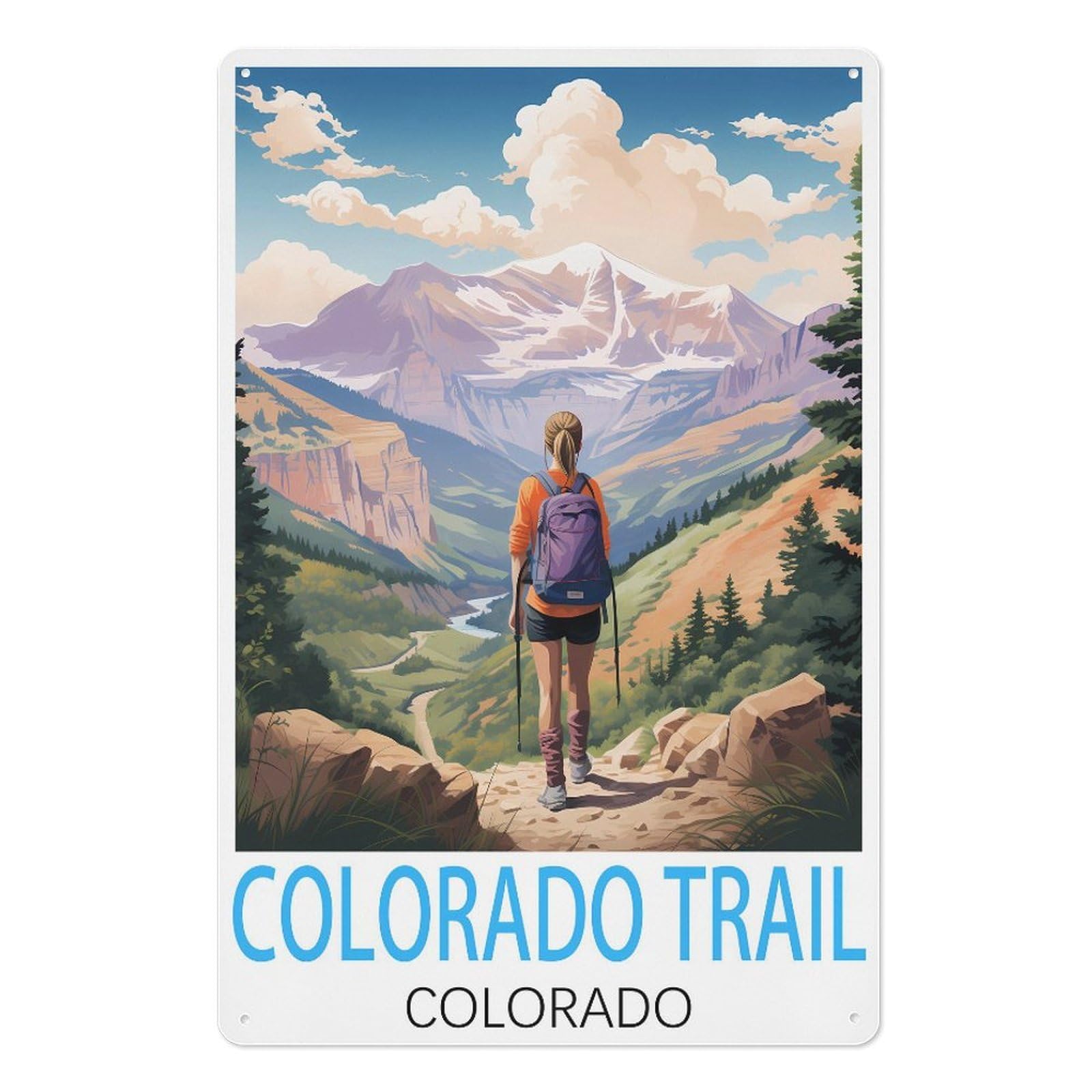 Colorado Trail Colorado Retro Design Tin Paintings Vintage Tin Sign 08x12inch(20x30cm) Wall Art for Home Office Bedroom Living Room Cafes Wall Decor