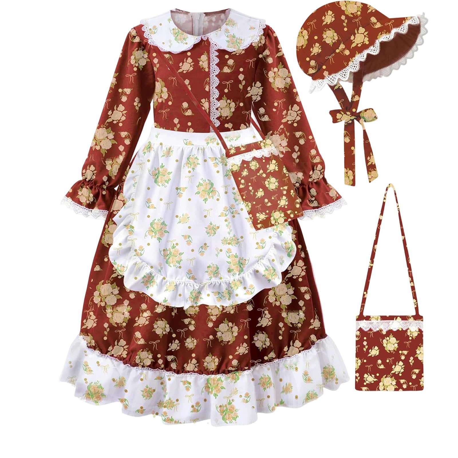 Vestido y capa con estampado floral para niñas ideal para actuar 4