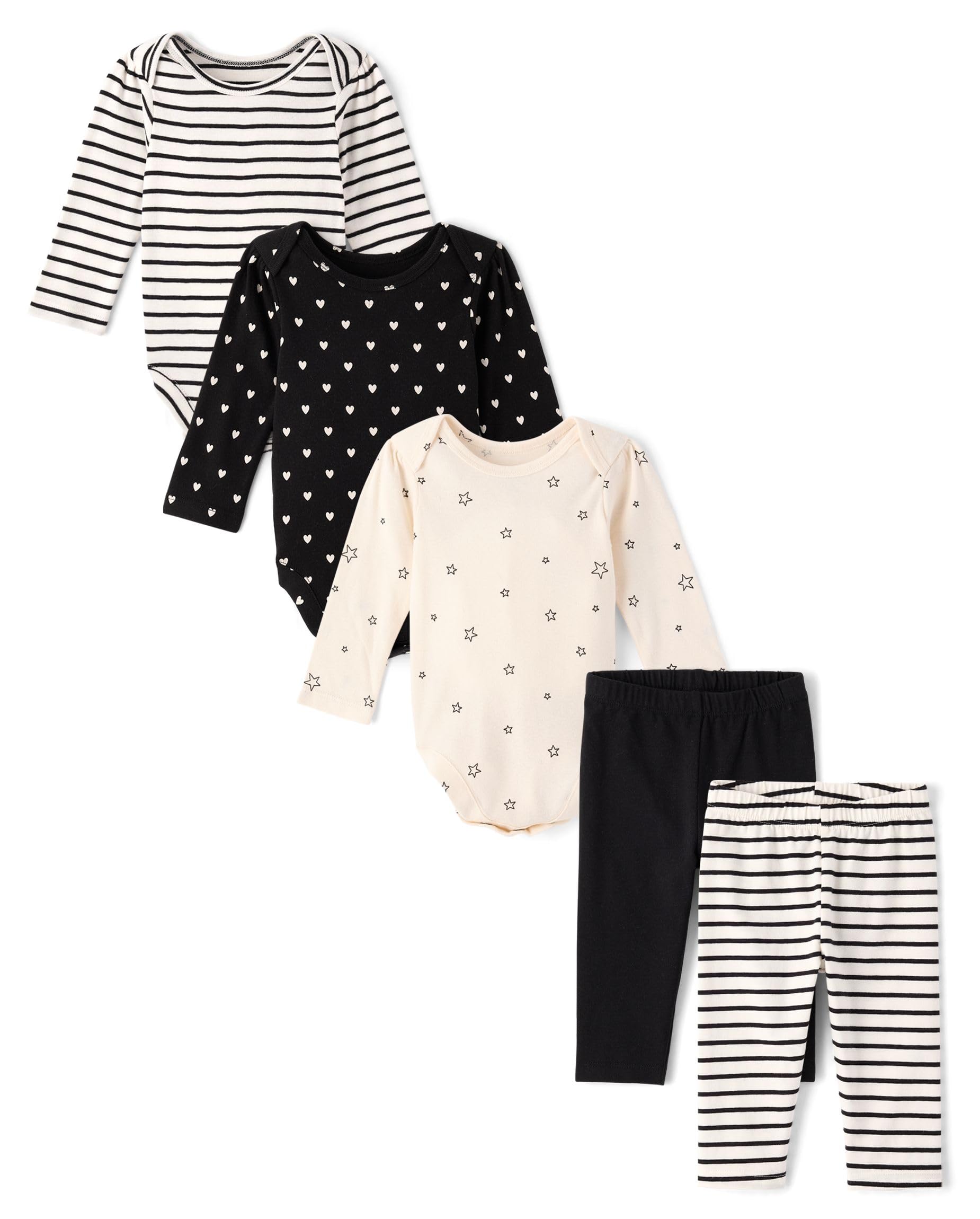 The Childrens Place Baby Girls And Newborn Long Sleeve Bodysuit and Pants playwear Sets