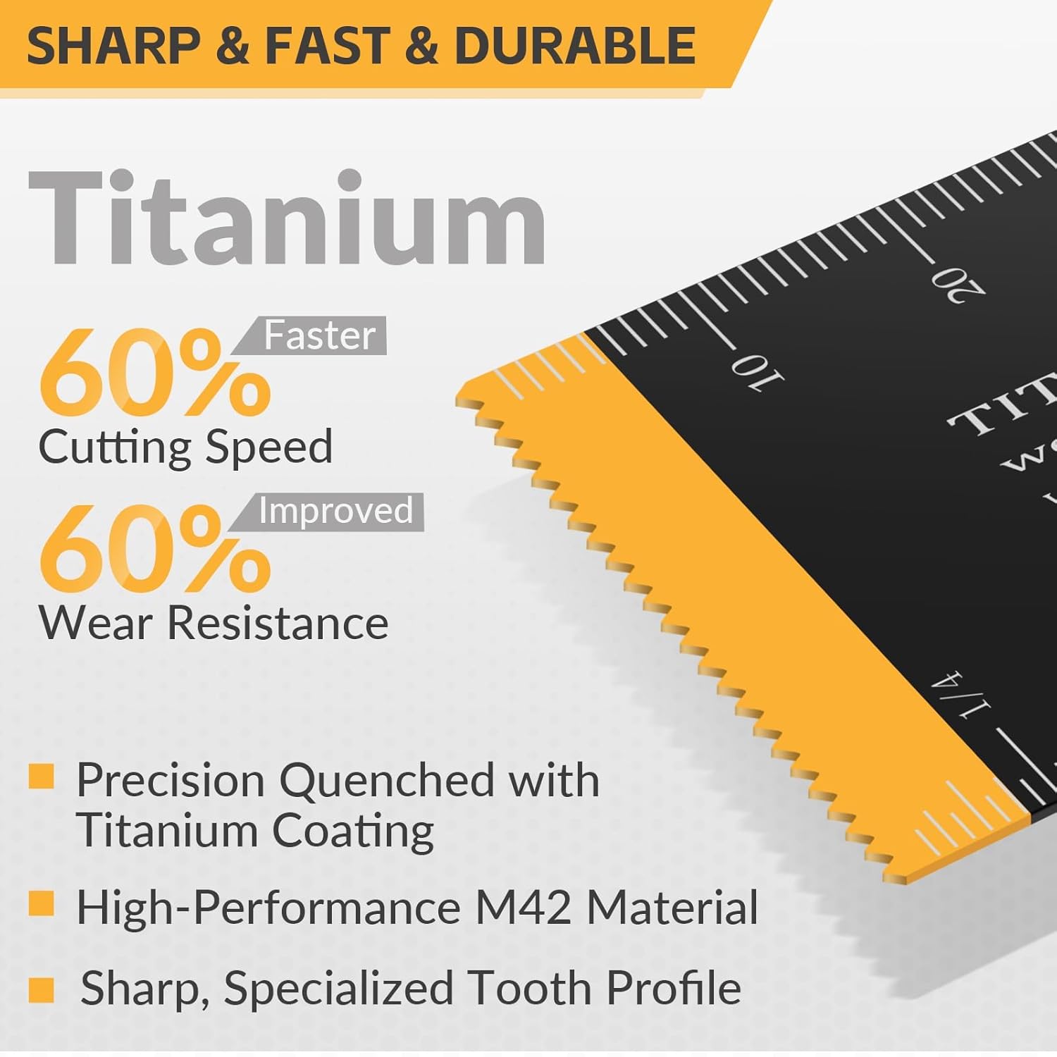 Bionso 20PCS Titanium Oscillating Tool Blade Cuts Metal and Wood, Sharp and Durable Multitool Blades, Multi Tool Blades Kits
