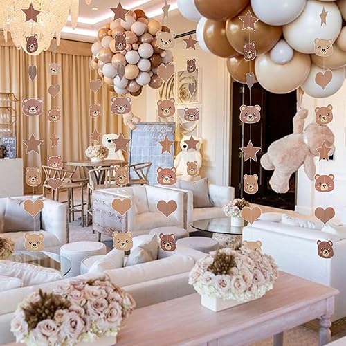 Miniatura 6 de Decoraciones de fiesta de cumpleaños de oso, pancarta de animales para revelación de género, cumpleaños, boda, baby shower, temática de osos para