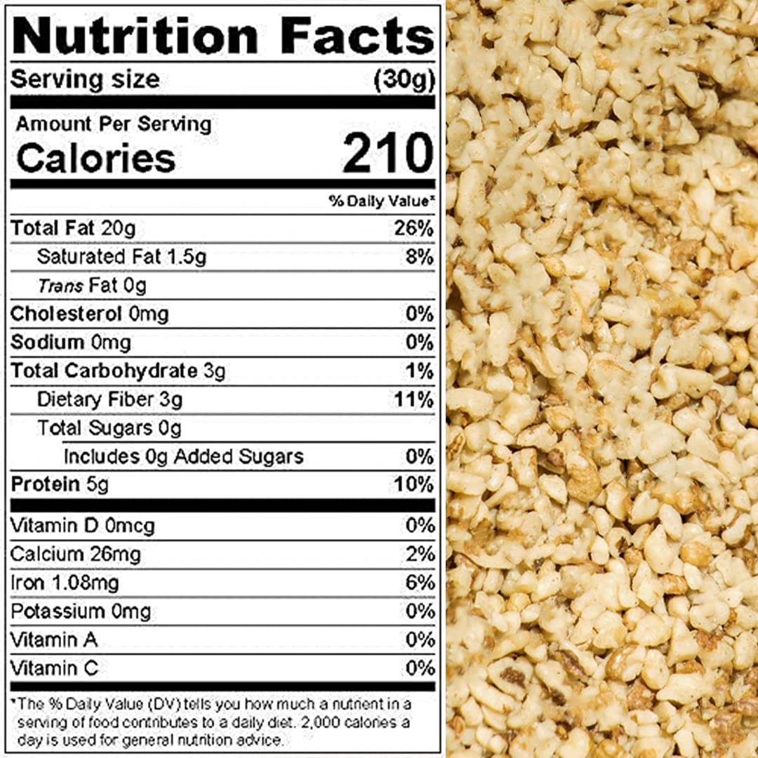 Walnuts, Chopped/Diced "New current fresh crop" Raw LIGHT color, Californian, Great for baking, perfection, vegan, delicious, High protein, packed in a 5 lbs. (80 oz.) Pouch resealable bag by Presto Sales LLC