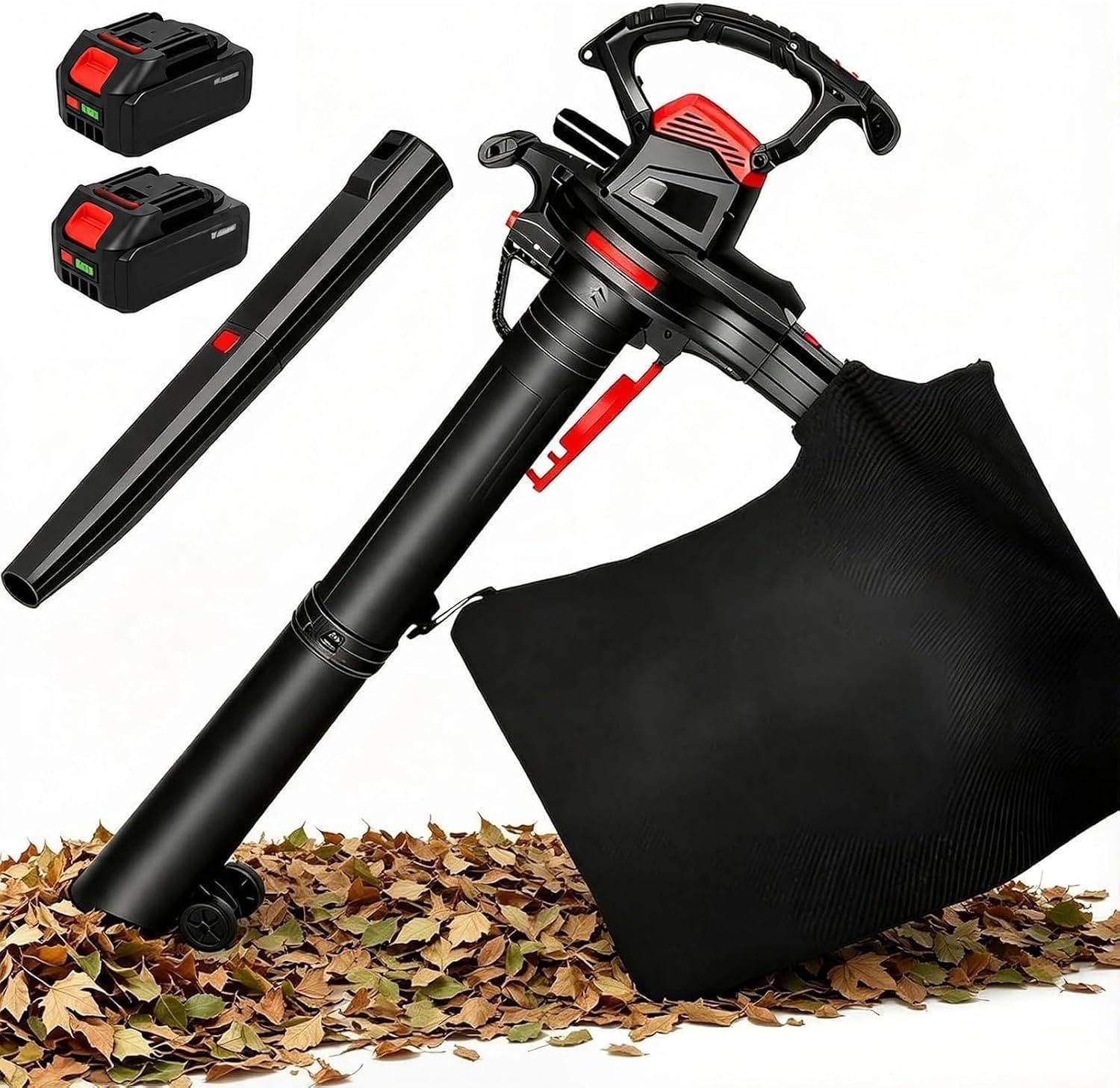 Aspiratore Foglie 40V con Soffiatore e Trituratore a Batteria 2batteries