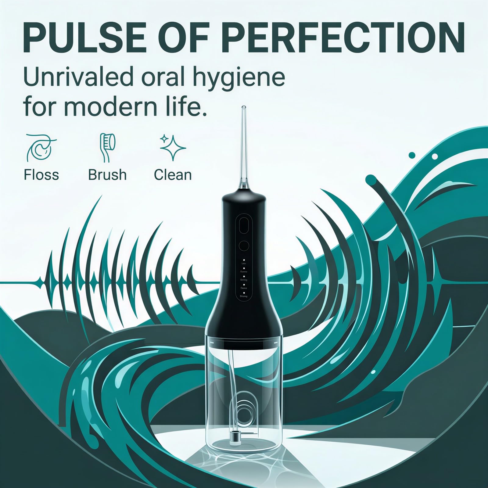 Spazzolino elettrico con irrigatore orale, 8 pezzi di ricambio, spazzolino elettrico sonico, kit di pulizia dei denti impermeabile IPX7 per viaggi e casa, 5 modalità per esigenze estetiche, base di