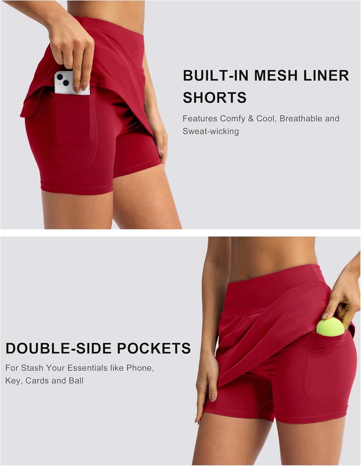 Soothfeel Golf Skorts Skirts for Women 7 Pockets High Waist Tennis Skirt with Shorts Underneath Athletic Workout Casual - Image 4