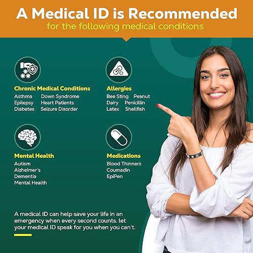 Miniatura 4 de Theluckytag Pulseras médicas para hombres y mujeres con código QR, pulseras de identificación de alerta médica, pulsera de plástico ajustable