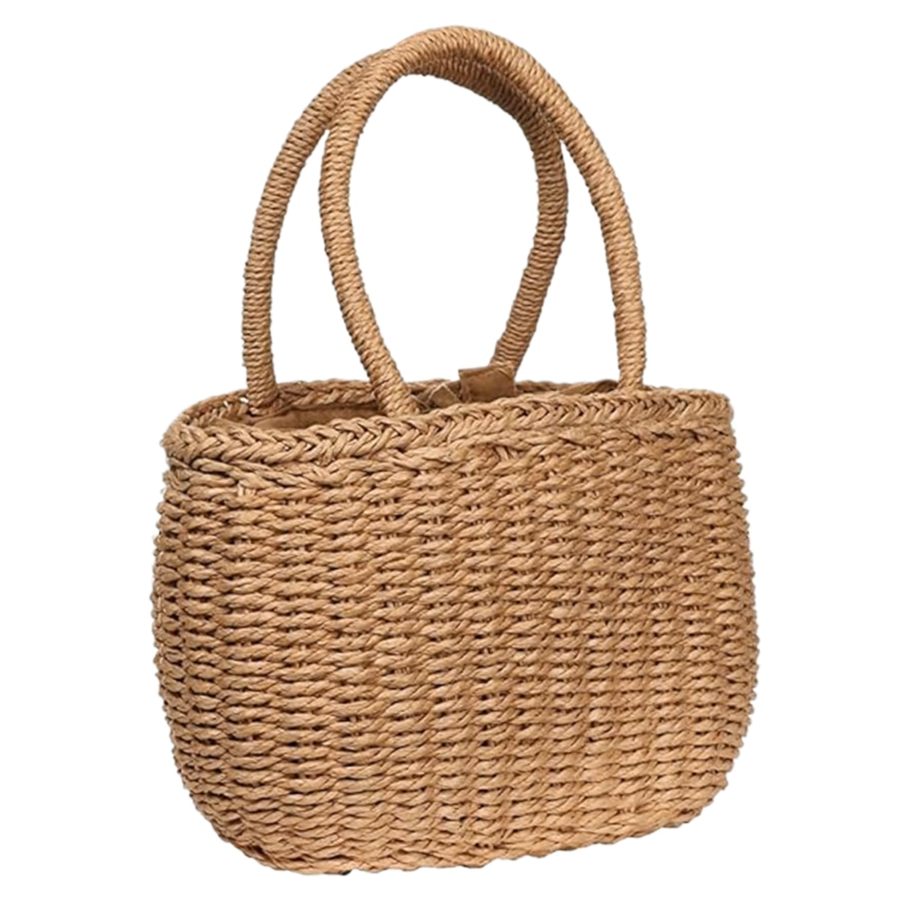 BeVistoso Straw Handbag Large Capacity Straw Bags for Women Top Handle Casual Woven Purse for Summer Beach Travel Khaki