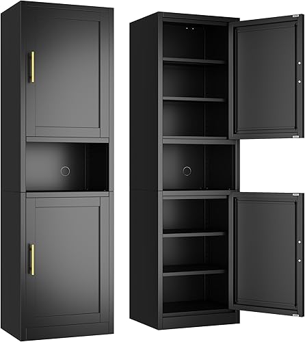 Miniatura 7 de Ckzbk - Armario de almacenamiento de 51.18 pulgadas de alto, gabinete de baño de metal para despensa, con 3 estantes ajustables para cocina, oficina