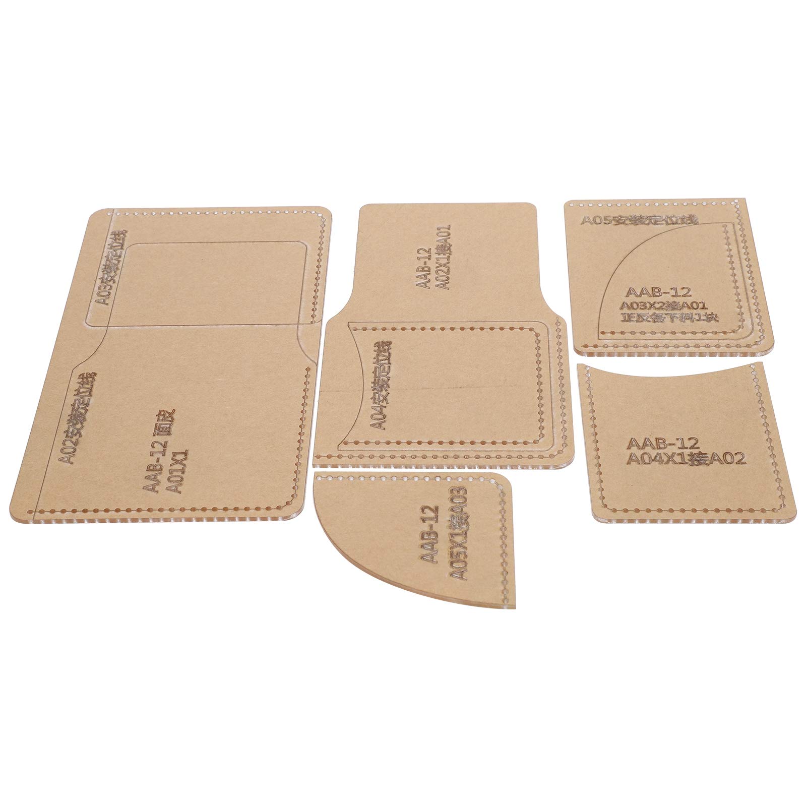 5-teiliges, Handgefertigtes Acryl-Vorlagen-Set für Kurze Geldbörsen, Leder-Handwerksmuster für Geldbörsen und Handtaschen