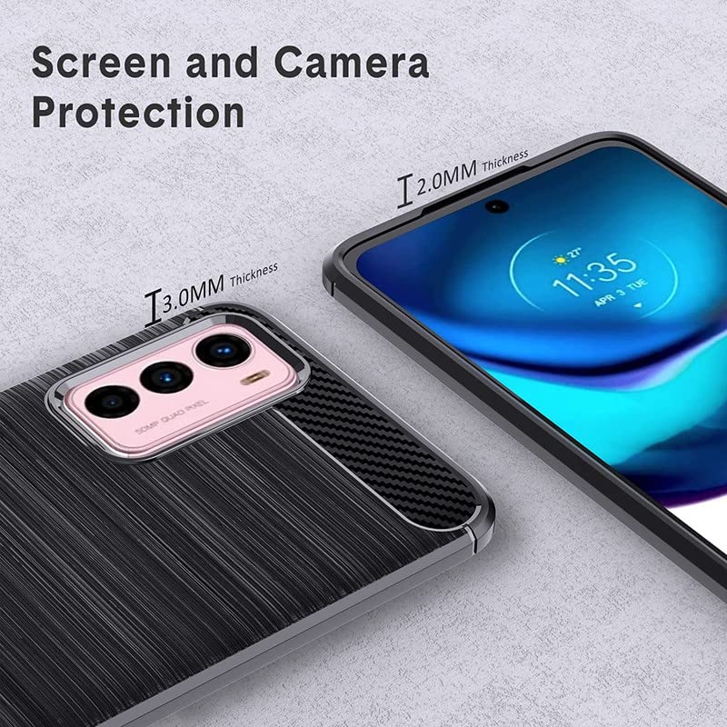 Image of NPRC Hybrid Ultra Slim Protective Case TPU Non-Slip Carbon Fiber Texture Shockproof Case Cover for Moto G42 - Black