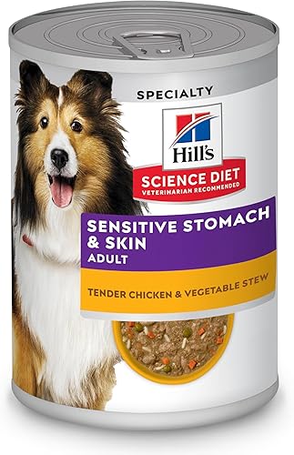 Hill's Science Diet Estómago y Piel Sensibles, Adulto 1-6, Soporte para Sensibilidad de Estómago y Piel, Comida Húmeda para Perros, Estofado de