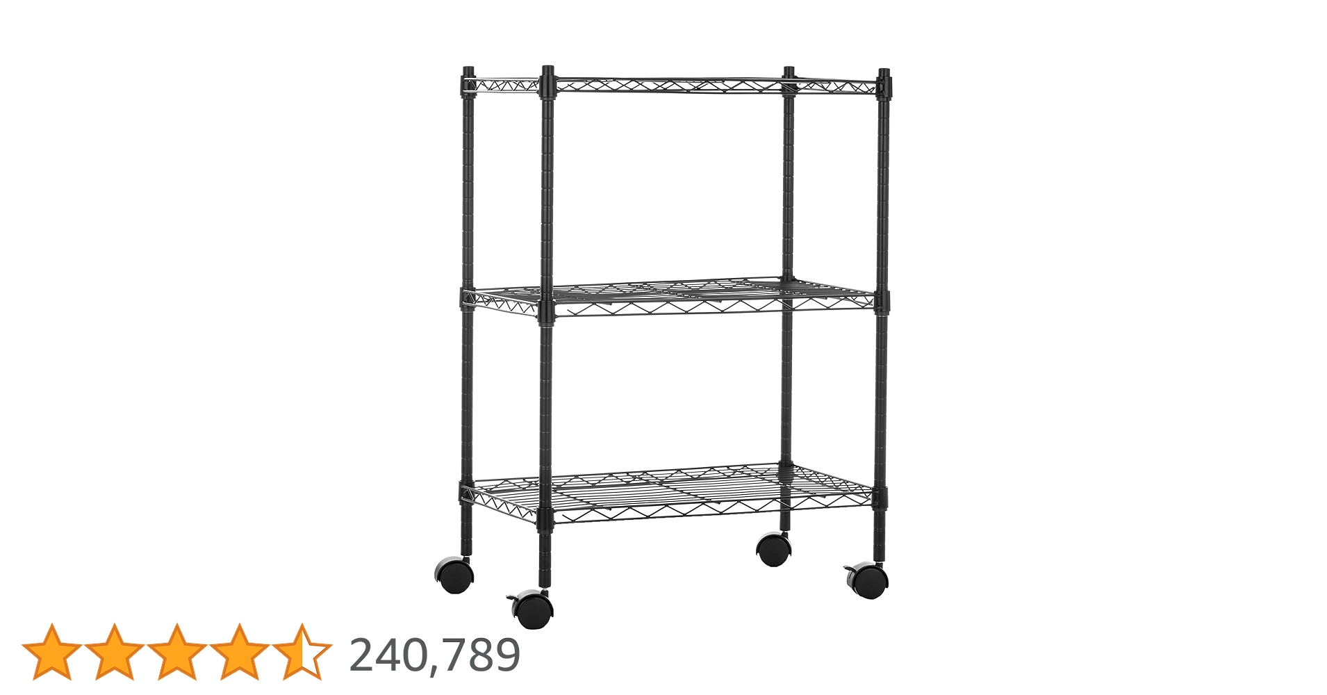 ブラック 3段スチールラック キャスター付き キャスターラック3段 CLEK6480-3 黒 | ジョイフル本田 取り寄せ＆店舗受取