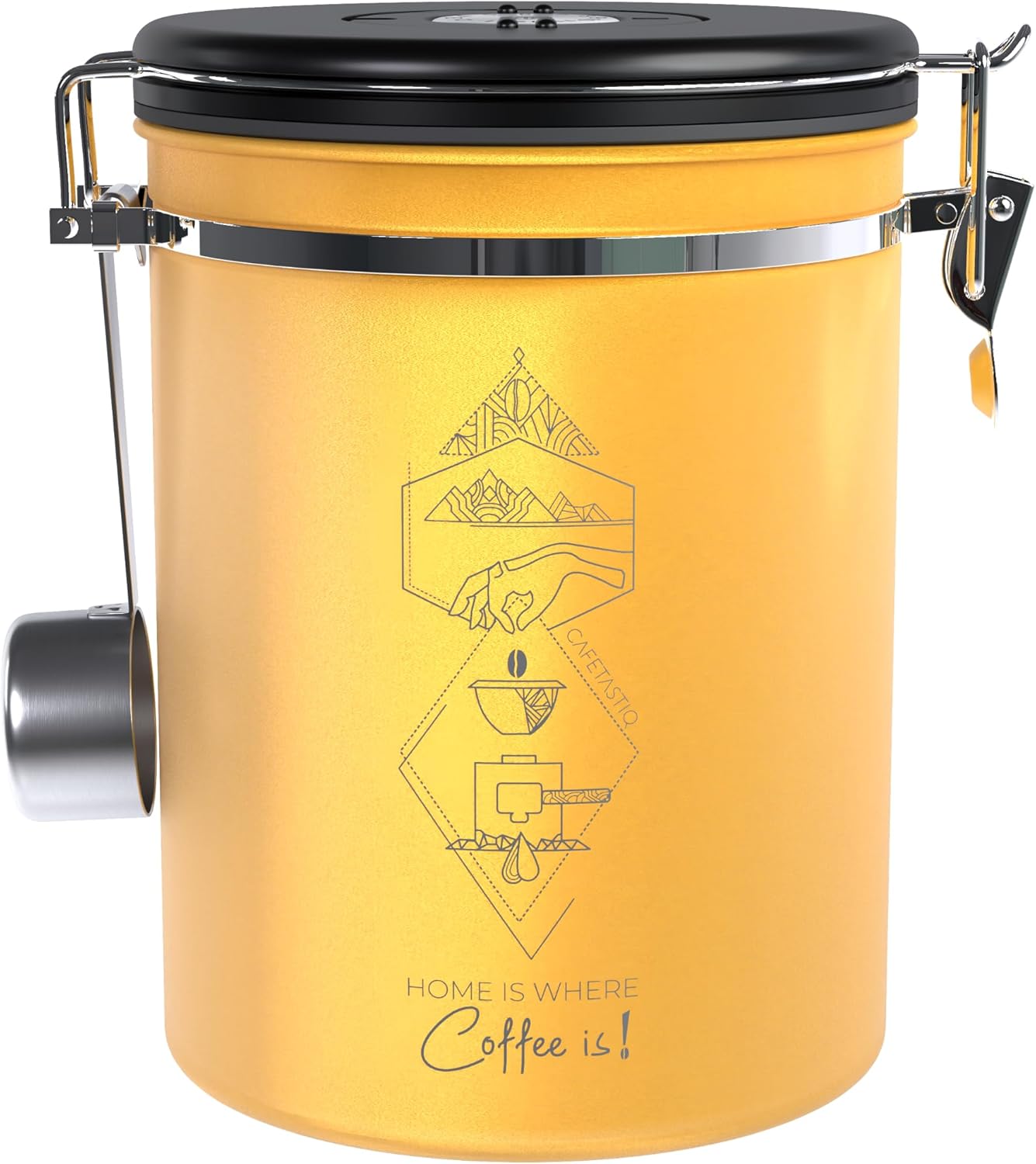 Coffee Canister – New 2024 Extra Large 38OZ Beans/ 35oz Grounds Airtight Coffee Container for Storage with Date Dial and Release Valve – Accessories Scoop (Home Coffee)…