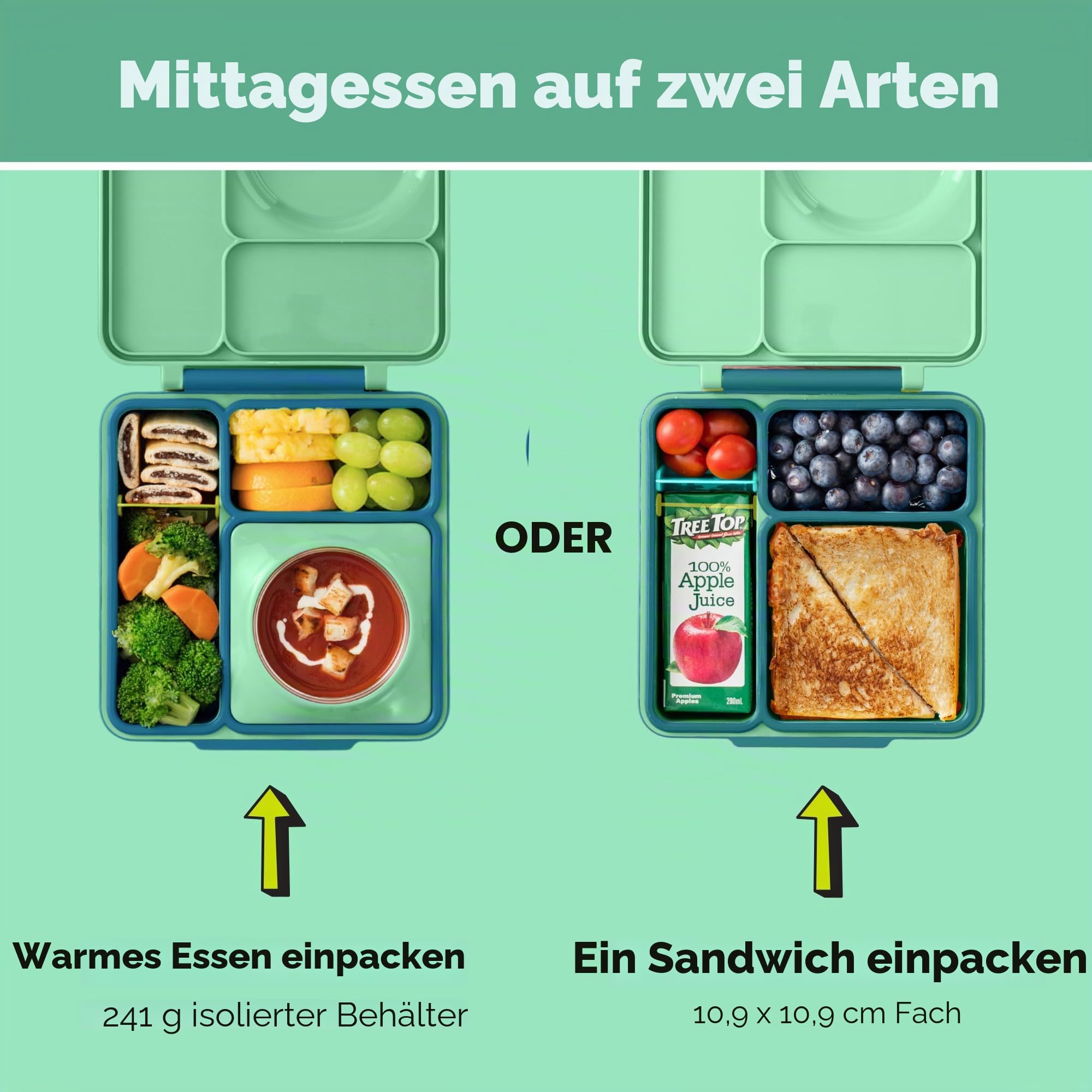 Omiebox Bento Butterbrotdose mit Thermosflasche für Kinder Standard meadow