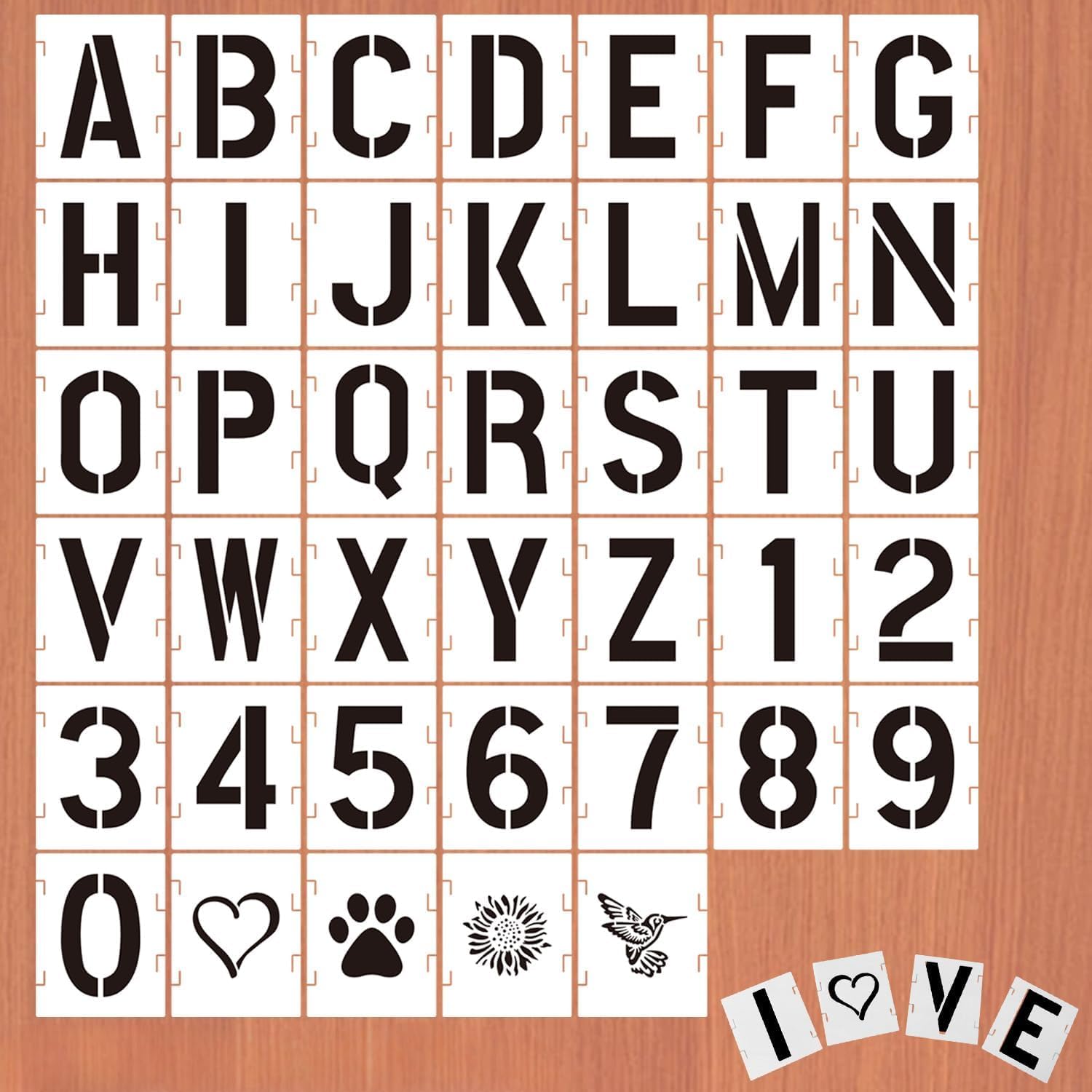 40 Pcs 12 Inch Letter Stencils Numbers Craft Stencils,Reusable Alphabet Templates for Painting on Wood, Wall, Fabric Wood, Wall, Fabric, Rock, Signage