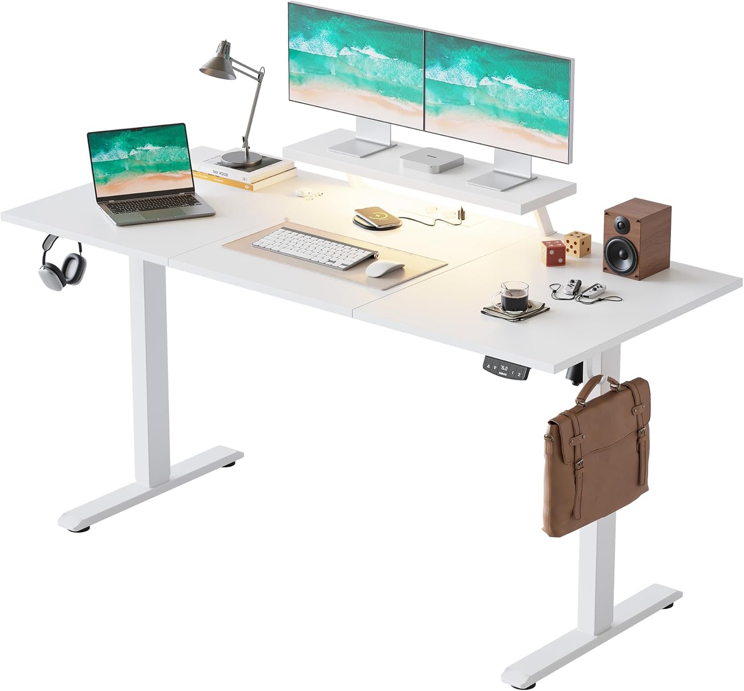 Agilestic Standing Desk, LED & USB-C, 100x60 - 160x80 cm