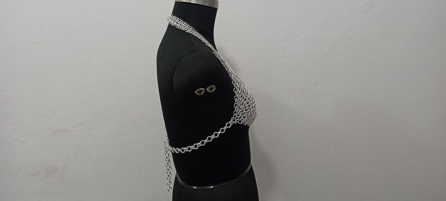 Aluminium Bra, Chain mail Bra | Butted Aluminium Chain mail Bra For Women's Fashion Wear | Medieval Designer Chain mail Bra Top |