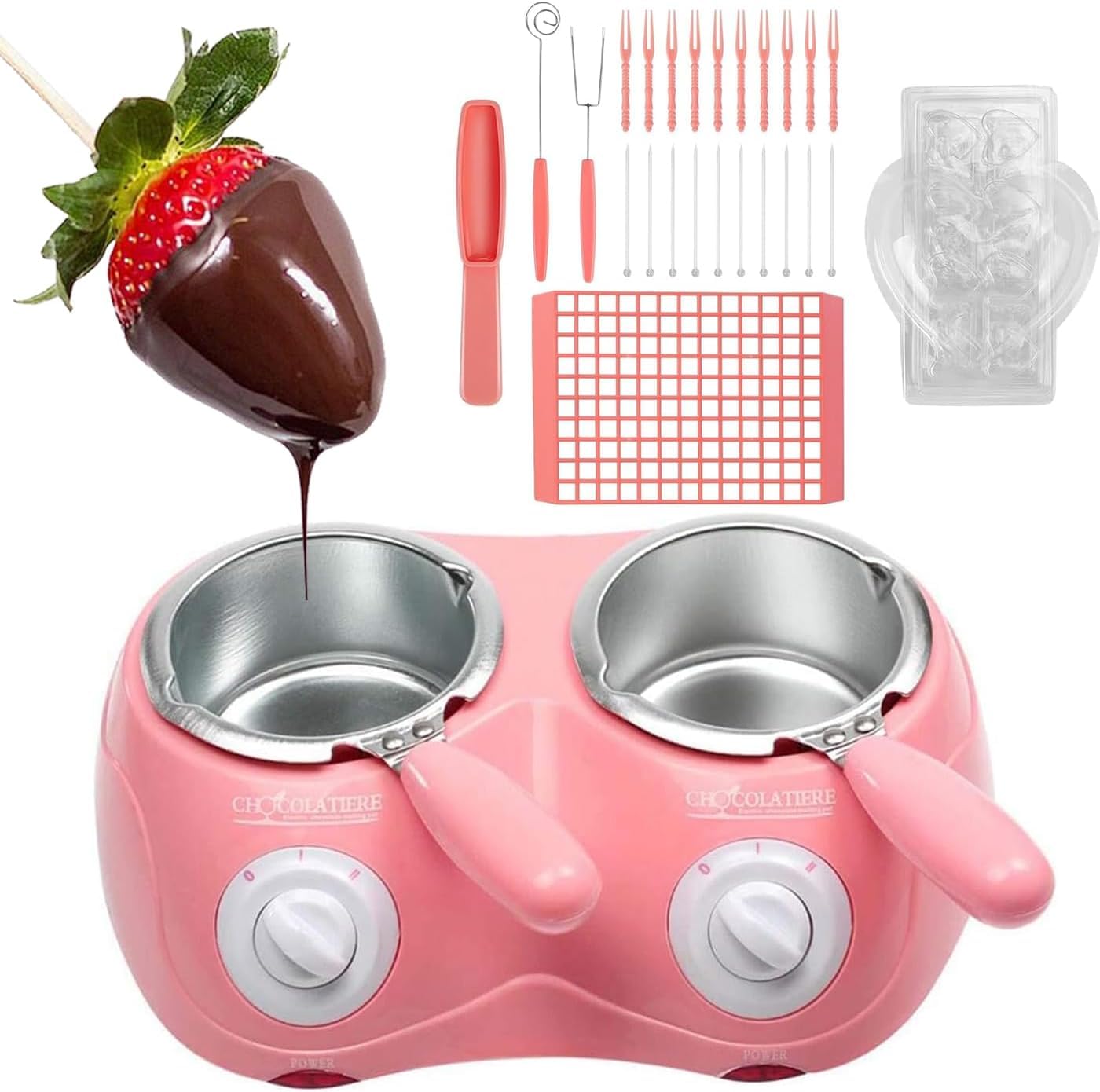 Generico Macchina per Cioccolato Caldo, Pentola per Sciogliere Cioccolato 250/500G con Controllo di Temperatura 45℃/70℃, Doppia Pentola per Fare Cioccolato