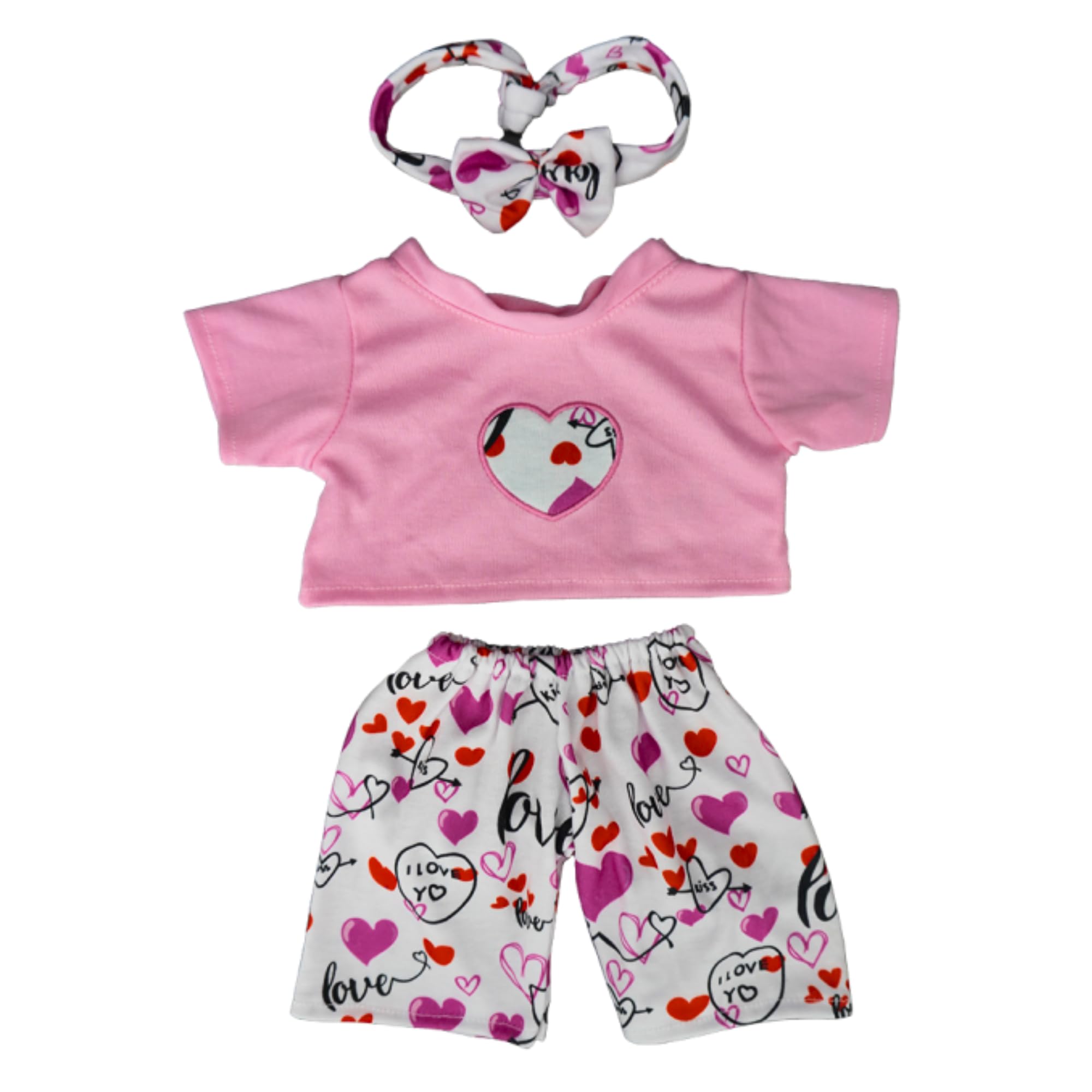 16 inch Groovy Heart Pink Top and Leggings Outfit - Teddy Bear Clothes - Size: 16 inch/40cm fits Build a Bear