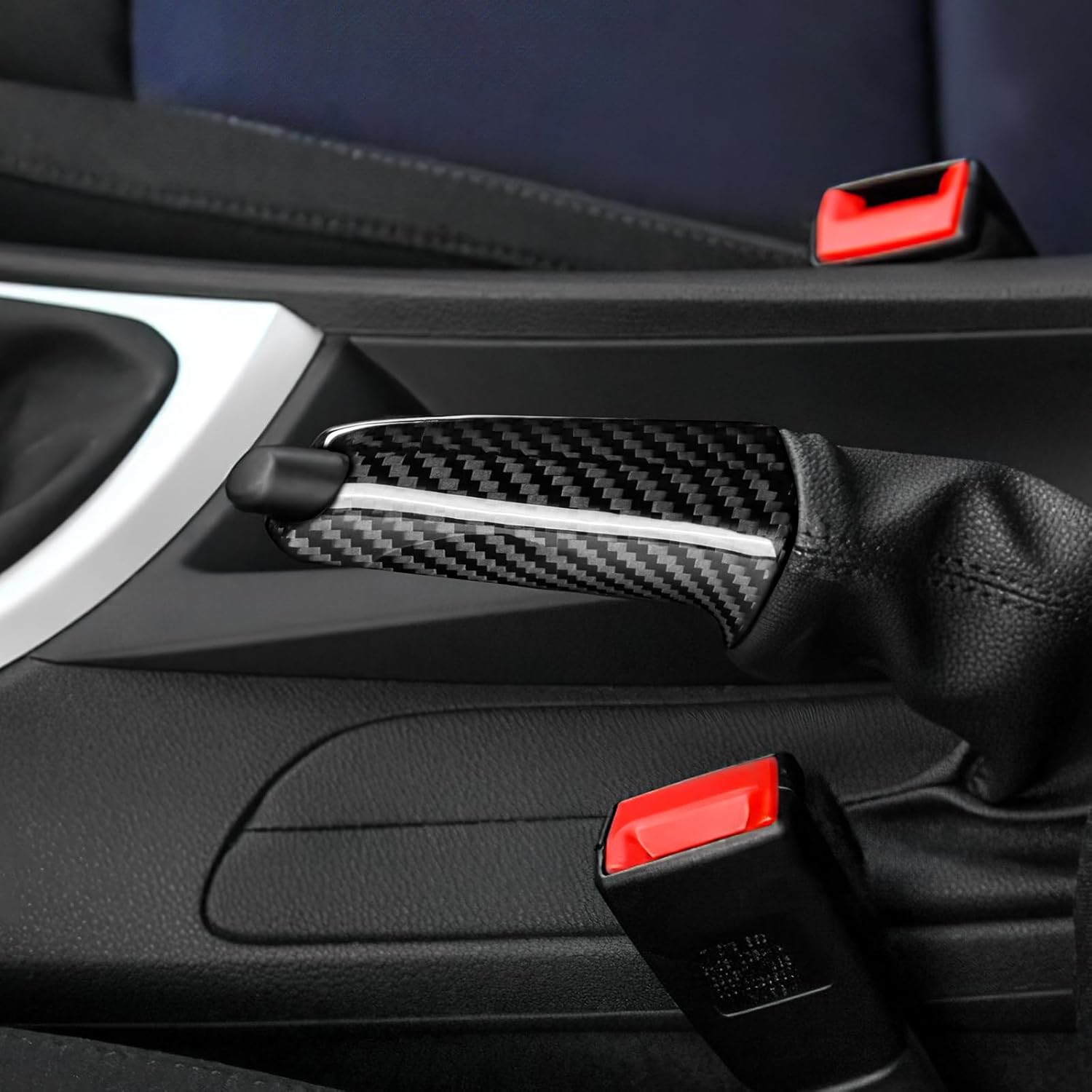 AIRSPEED Carbon Fiber for BMW Handbrake Cover Grip Handle Lever Compatible with BMW 1 2 3 4 Series E90 E91 E92 Z4 E85 E86 E87 E81 E82 E87 E88 E60 E61 Accessories, Not for F Series