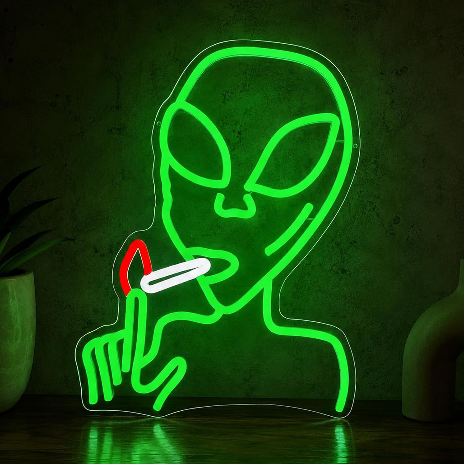 Alien Neon Sign Green Alien Light Funny Wall Decor LED Neon Sign Gamer Room