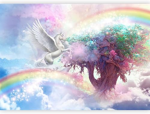 artgeist Mural de pared Pegasus Unicornio 135 x 101 pulgadas, papel tapiz autoadhesivo removible de gran tamaño para decoración de pared, diseño de