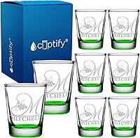 Vista 57 de Vasos de chupito personalizados elaborados con nombre de círculo de 2 onzas, parte inferior negra con texto personalizado para regalos, bodas
