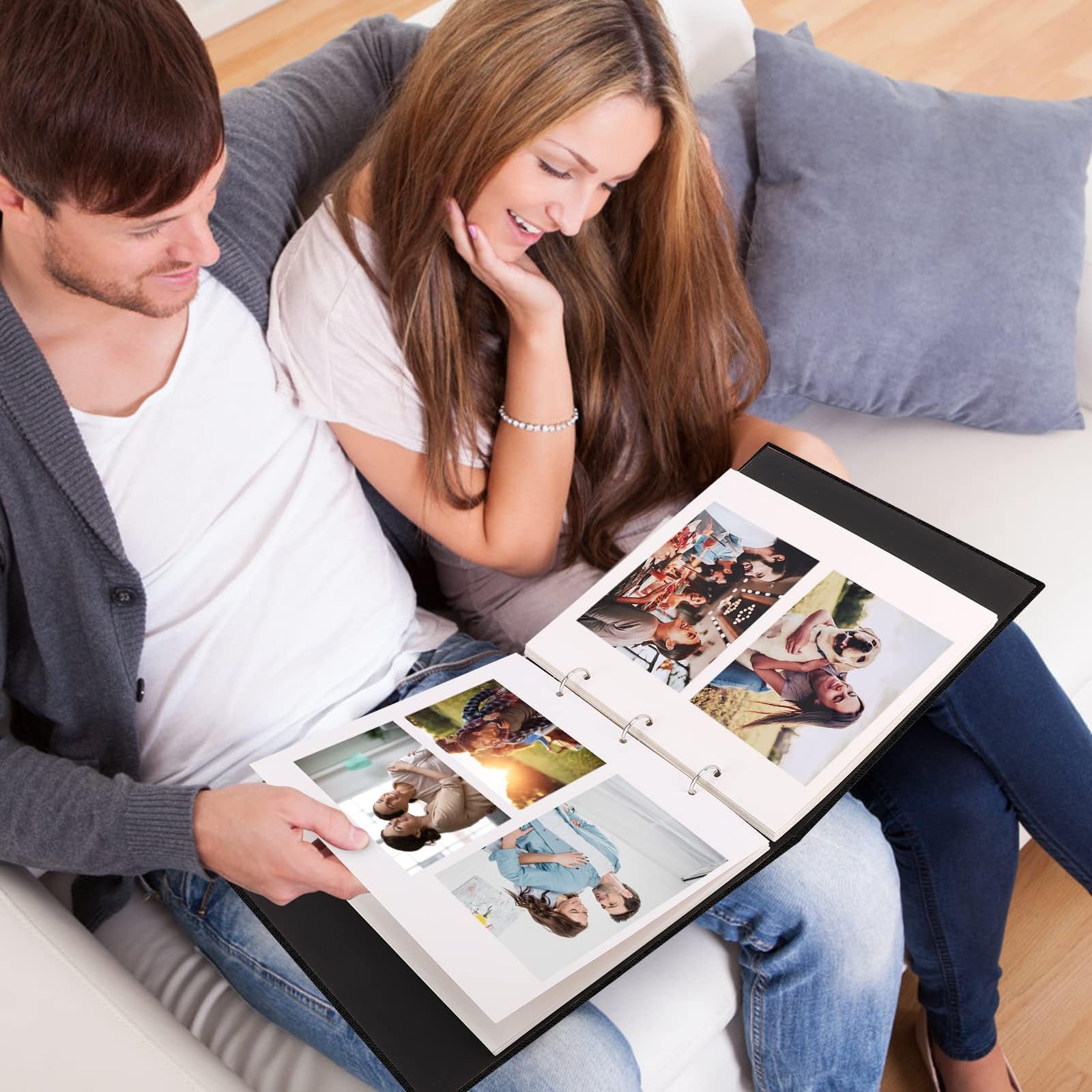Zesthouse Álbum de fotos autoadhesivo con ventana de visualización de imágenes, álbumes de recortes de 3 anillos, 60 páginas con capacidad para fotos de 8 x 10, 5 x 7, 4 x 6, libro magnético con