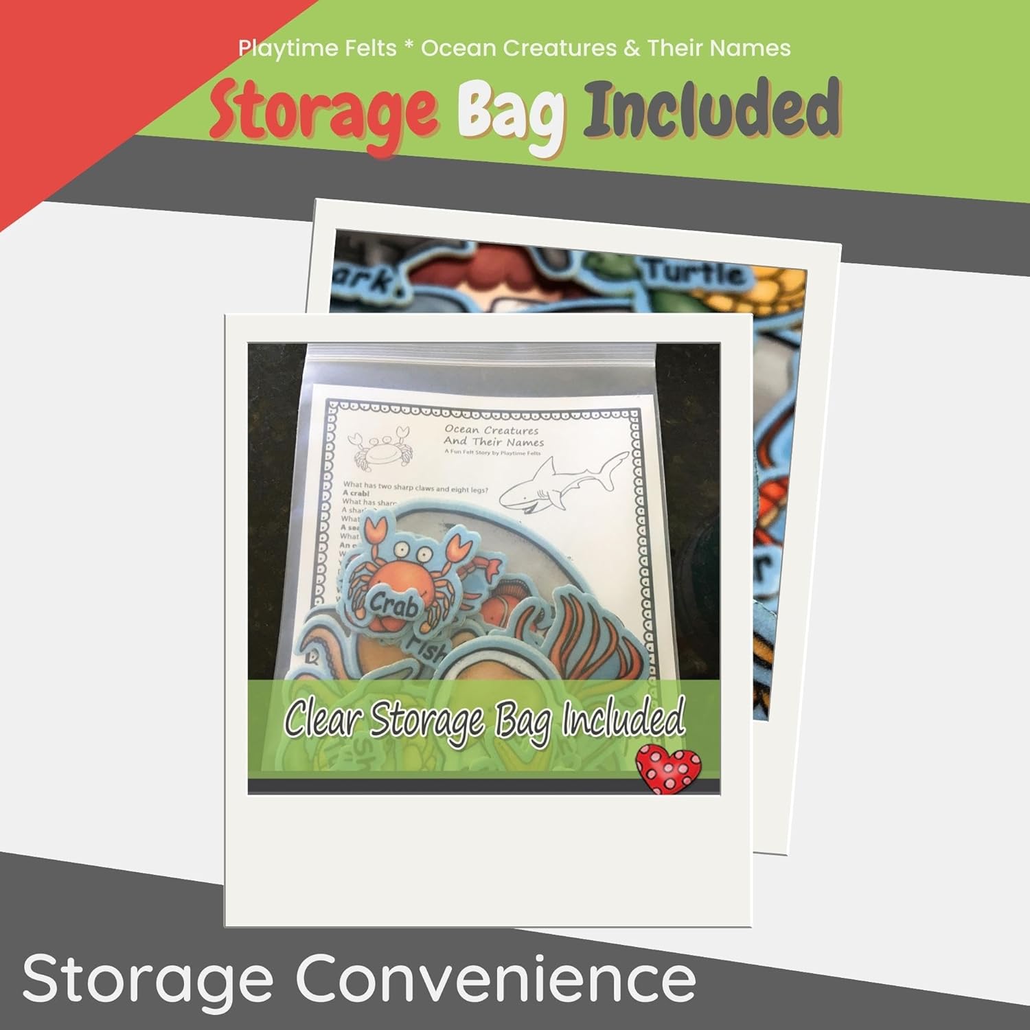 Ocean Creatures and Their Names | Felt Board Story Sets for Preschool Classroom | Reusable Felt Stories for Preschoolers