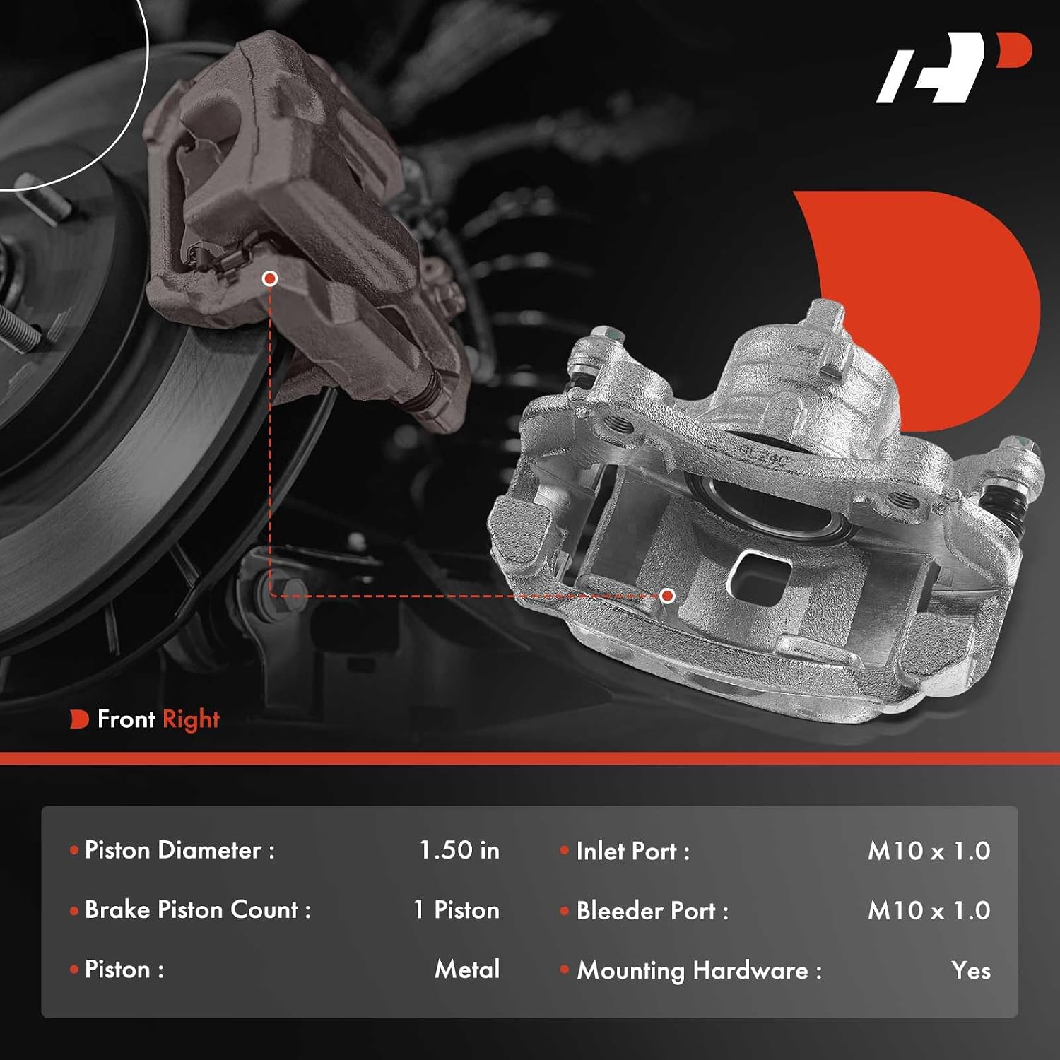 A-Premium Disc Brake Caliper Assembly with Bracket Compatible with Nissan Models - Versa 2012-2019, Versa Note 2014-2019, March 2012-2015, Micra 2015-2017 - Front Right Passenger Side