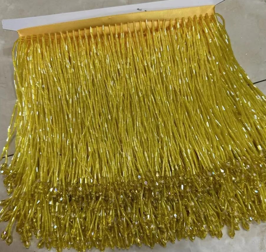 Premium Quality Many Color Beads Tassel Fringe Lace DIY Sewing Wedding Dress Handmade Beads with Crytal Stone for Party Dress (Green)