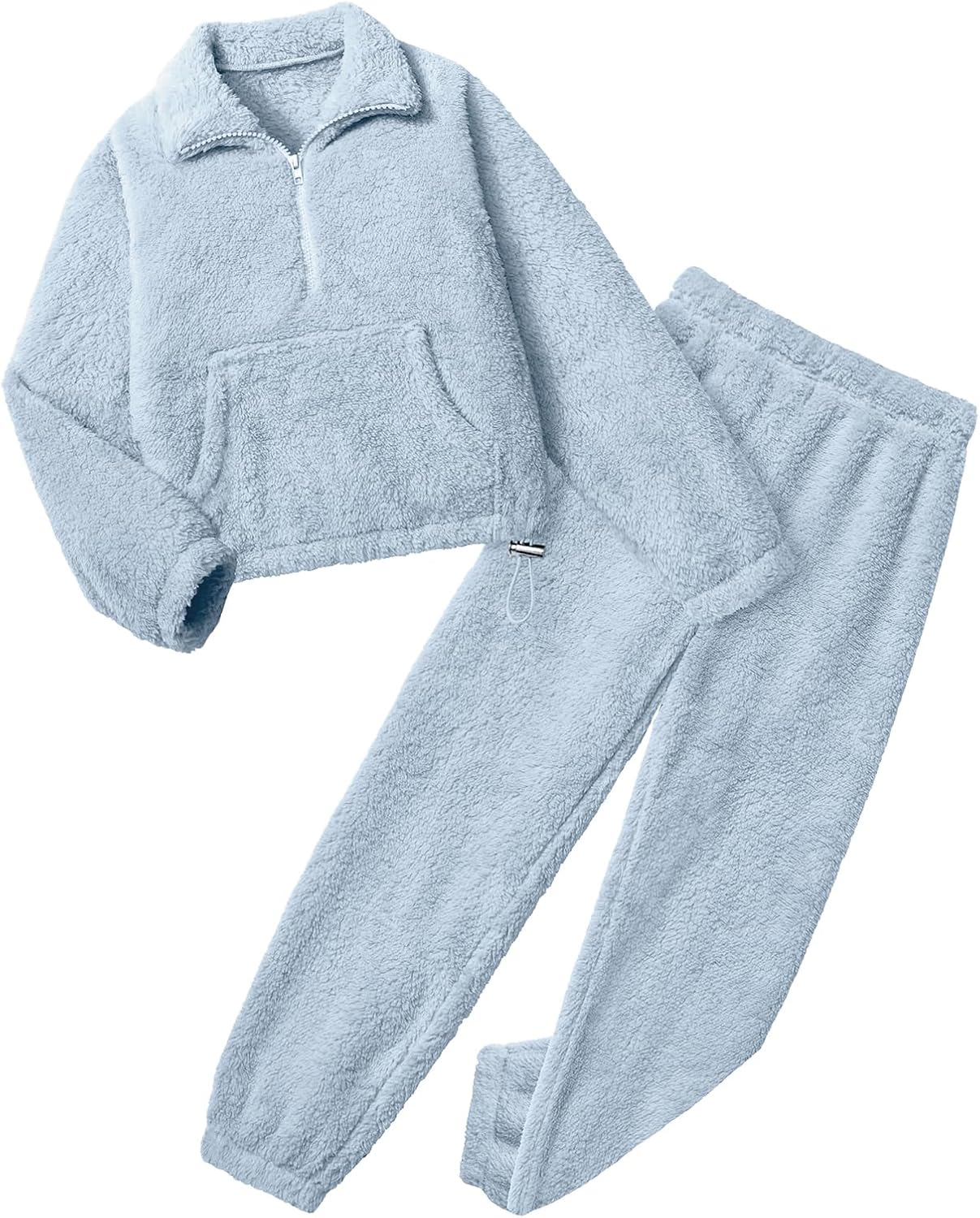 Yimoon Womens Fluffy Pajamas Set Warm Fleece Pjs Half Zip Pullover Pants 2 Piece Sleepwear Winter Fuzzy Loungewear