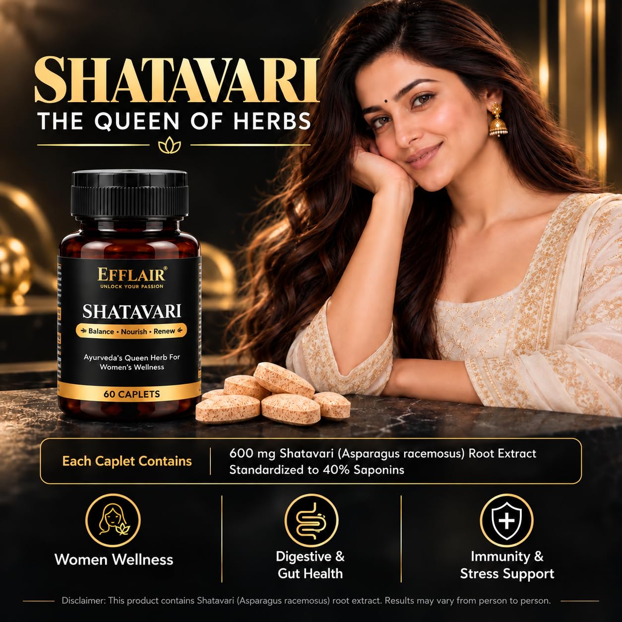 Shatavari 600 mg 60 Caplets For Hormonal Balance & Lactation — Amazon image 2