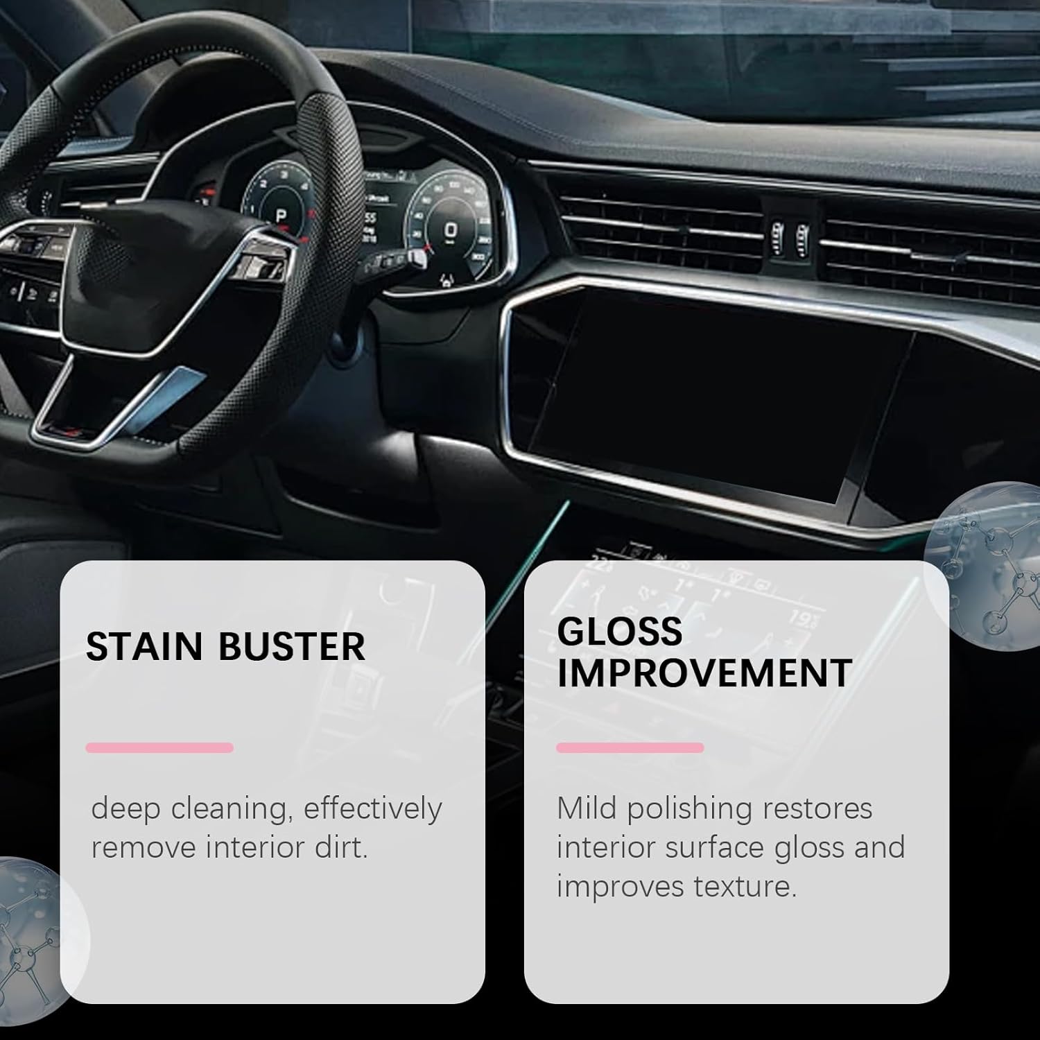 Car Interior Cleaner, Polishing Cleaner Detailer Spray for Vehicle Detailing, Total Vehicle Interior Detailer Spray Rejuvenation, 100ml Multi-Purpose Cleaner (3pcs) - Image 2