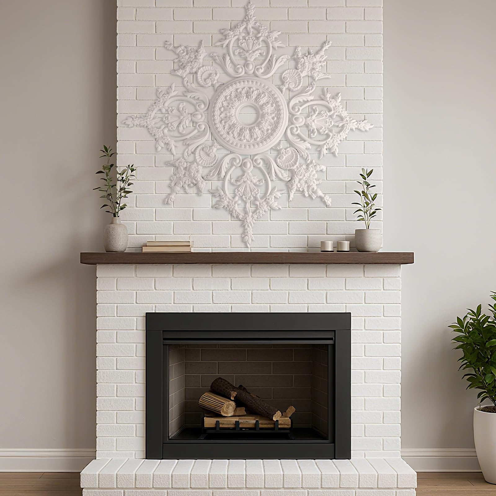Nuanchu 32.7'' Large PU Ceiling Medallion for Chandelier Light Fixtures — Amazon image 3