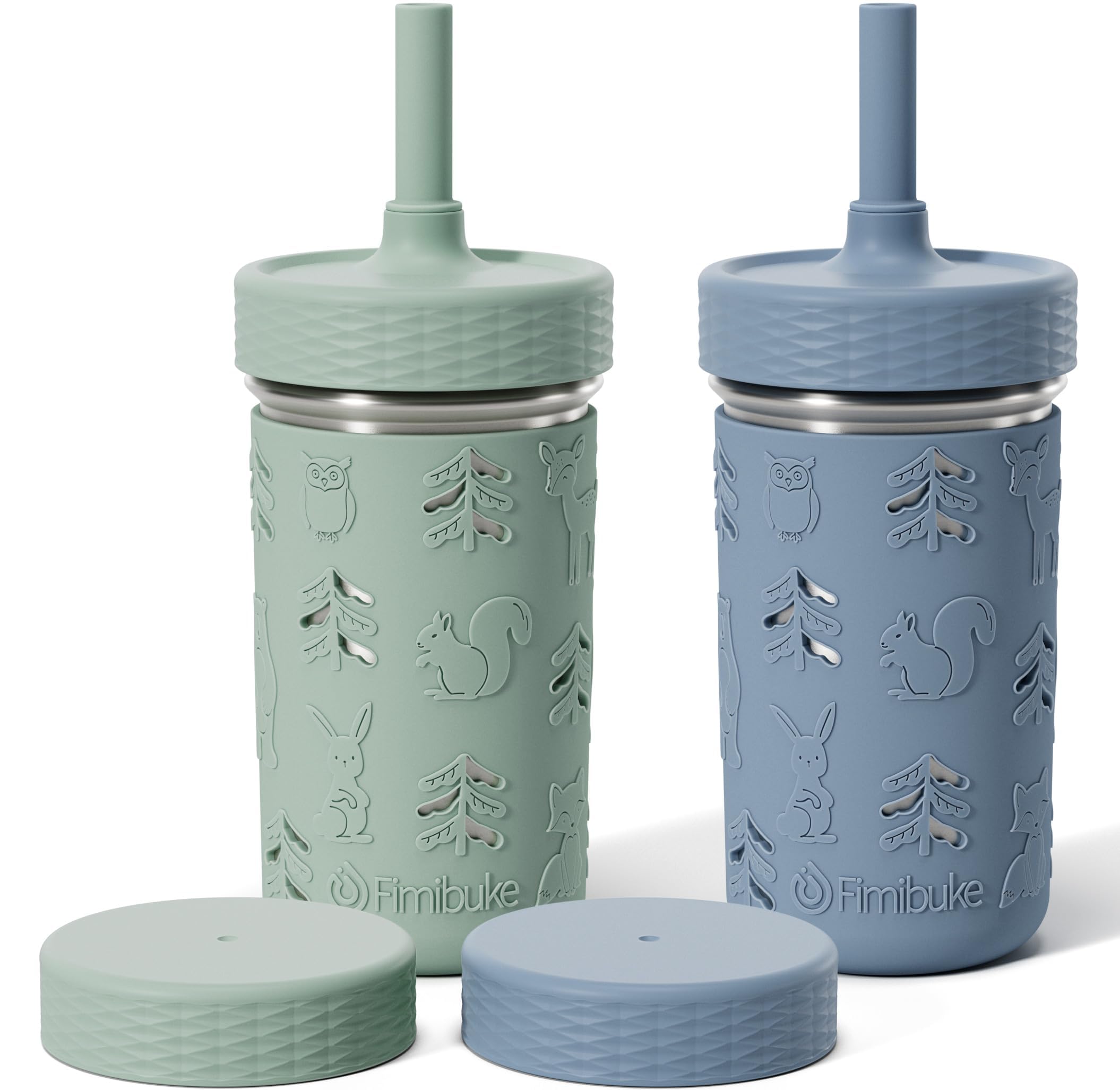 Photo 1 of **See Clerk Notes**Fimibuke Toddler Cups Spill Proof, 12 OZ Sippy Cups for Kid Girl Boy, Stainless Steel Tumbler with Lid, Removable Silicone Straw & Sleeve, BPA Free Dishwasher Safe Water Bottle Snack Container