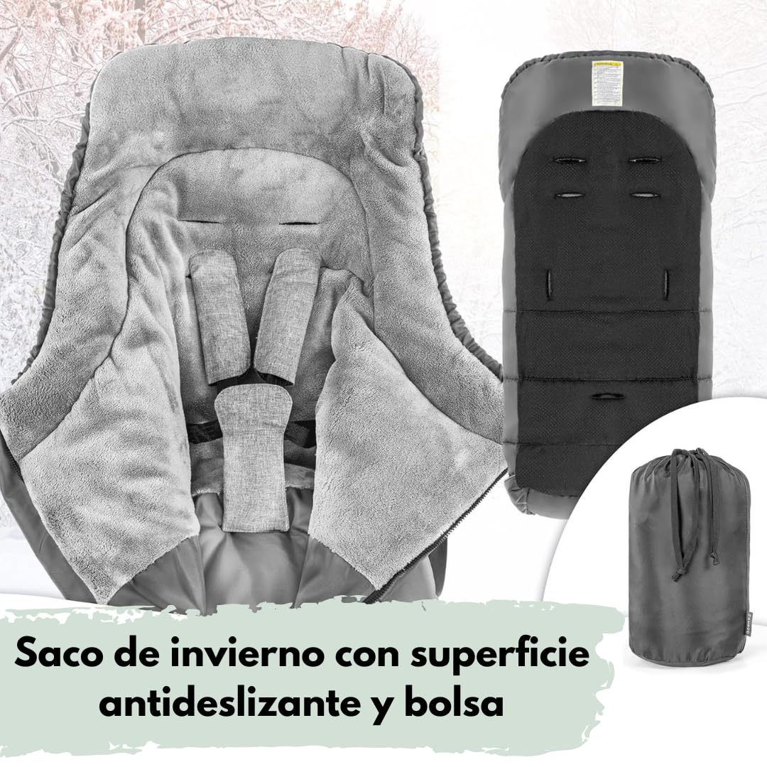 Joie Litetrax Set de Carrito Bebé con Saco Térmico | Silla de Paseo Ligera y Compacta con Suspensión Flex - Plegable con una Mano - Capota UV 50+ - Ruedas Antipinchazos - Pebble