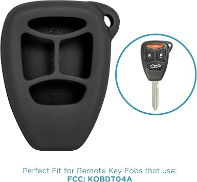 Keyless2Go Replacement for New Silicone Cover Protective Case for 4 Button Remote Keys with FCC KOBDT04A - Black