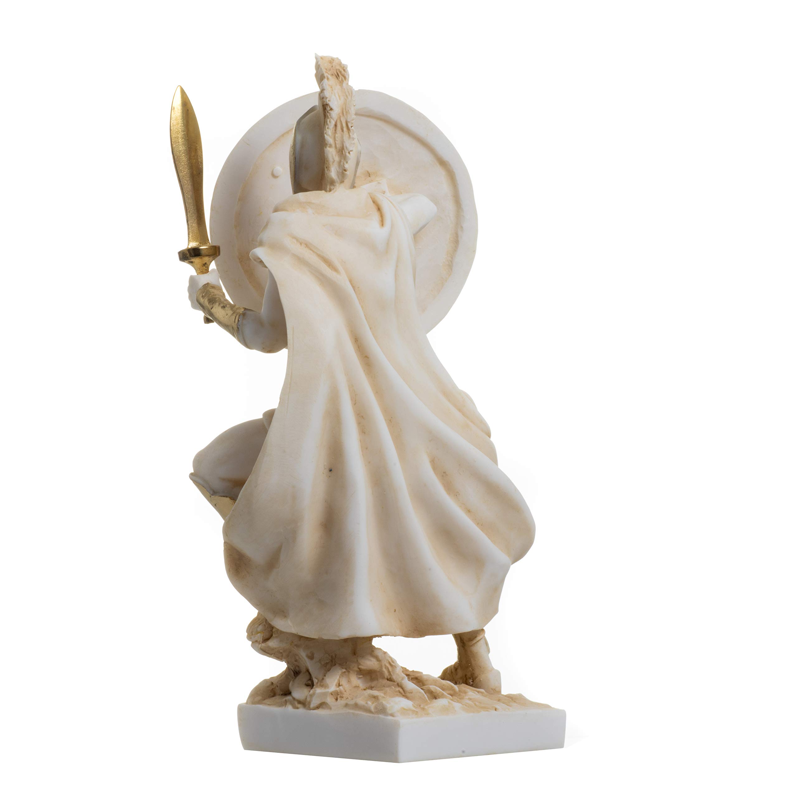 LEONIDAS statuetka grecki spartański król rzeźba figurka alabaster złoty kolor 20 cm