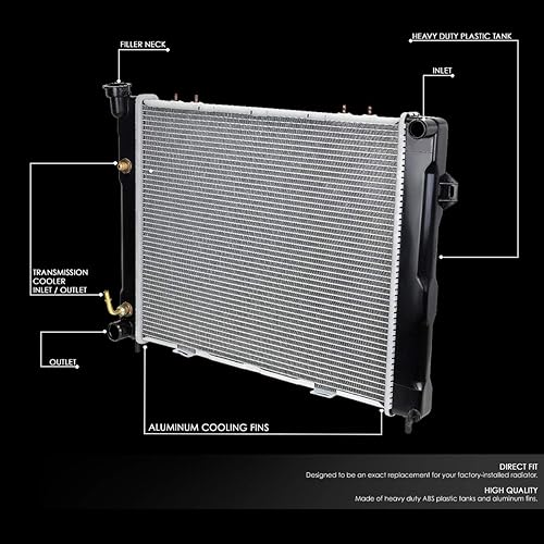 Miniatura 2 de DNA Motoring OEM-RA-1396 Radiador de núcleo de aluminio compatible con 93-97 Grand Cherokee 4.0 AT, 19-316 pulgadas de ancho x 22-316 pulgadas de