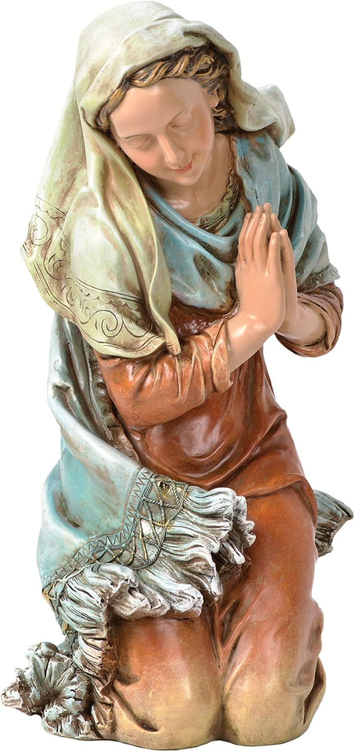 Joseph's Studio by Roman - Colored Mary Figure for 27" Scale Nativity Collection, 16" H, Resin and Stone, Decorative, Collection, Durable, Long Lasting