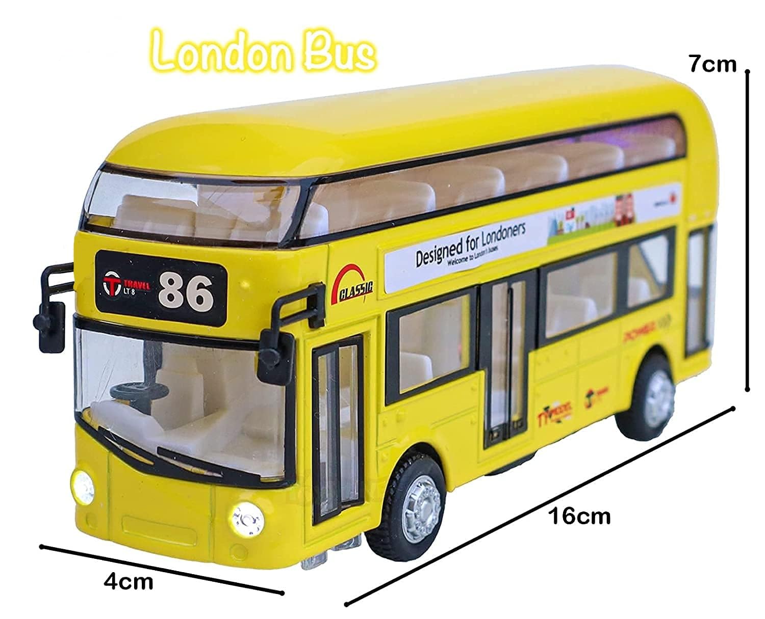 Ixora® Metal Diecast Pull Back Vehicle Model Bus Toy with Sound & Light for Kids Boys & Girls (Pack of 1 Multi) 4