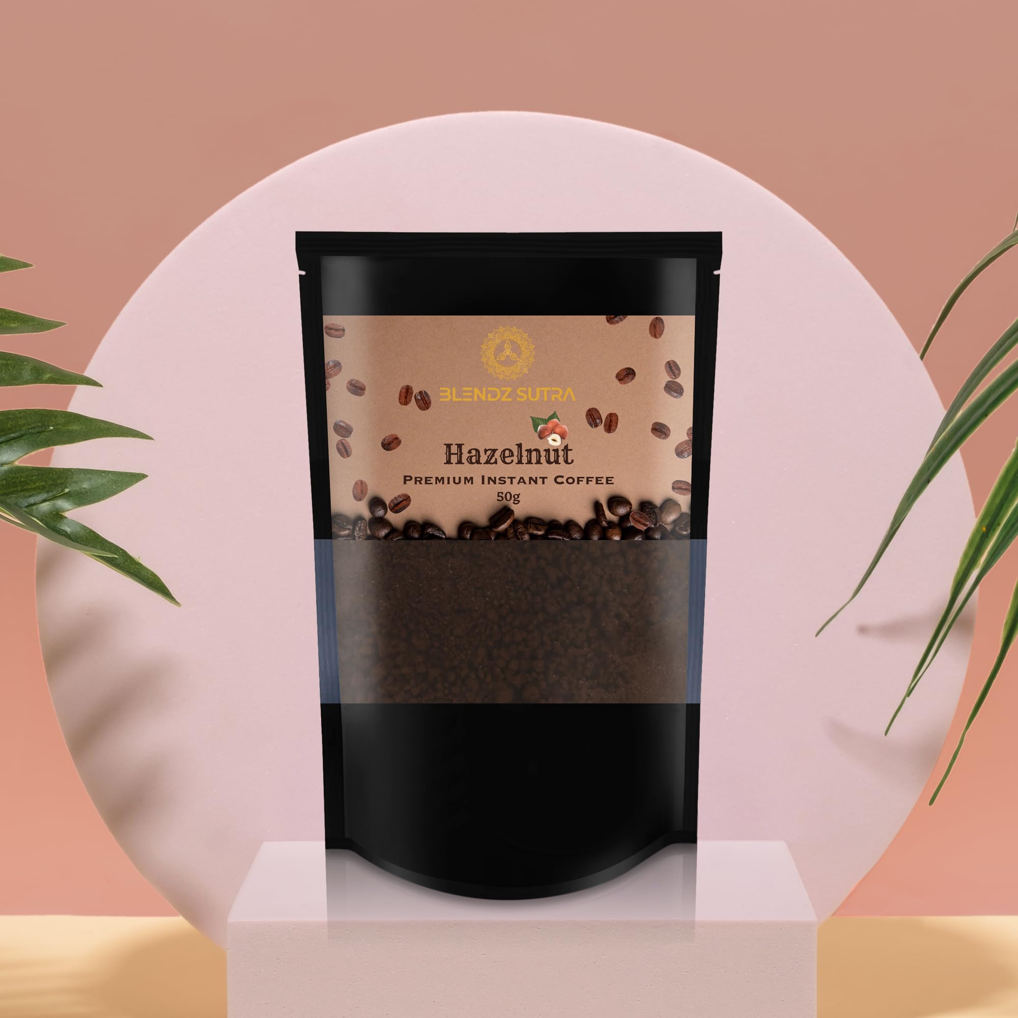 Blendz Sutra Hazelnut Flavored Instant Coffee 50g | For Both Hot & Cold Coffee | No Sugar | Resealable Pouch | Ready in Seconds | Strong Taste & Rich Aroma | No Chicory Added