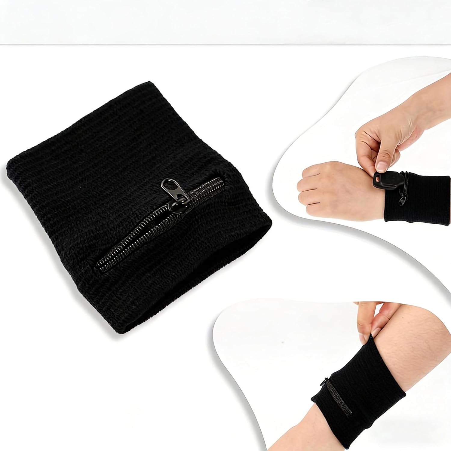 2 Pack Zipper Wristband for Running and Hiking,Lightweight Sports Armband with Pouch for Keys and Cards,Unisex Fit,Sports Fan Wristbands